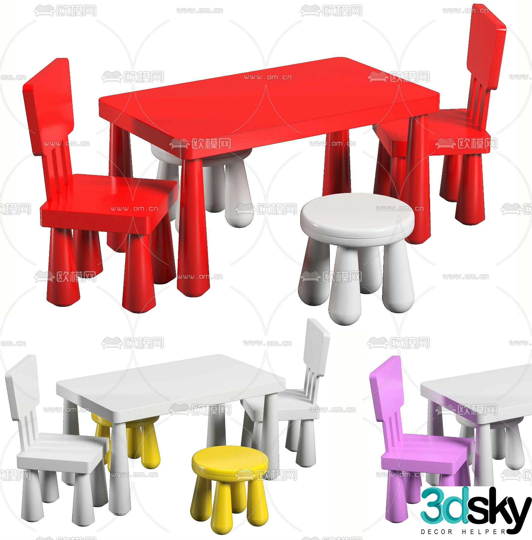 Modern children’s desk chair 3d model
