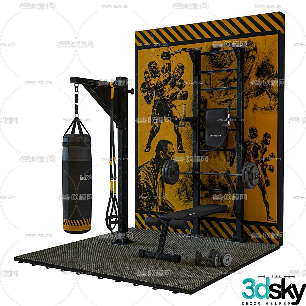 Modern fitness equipment sandbag barbell 3d model