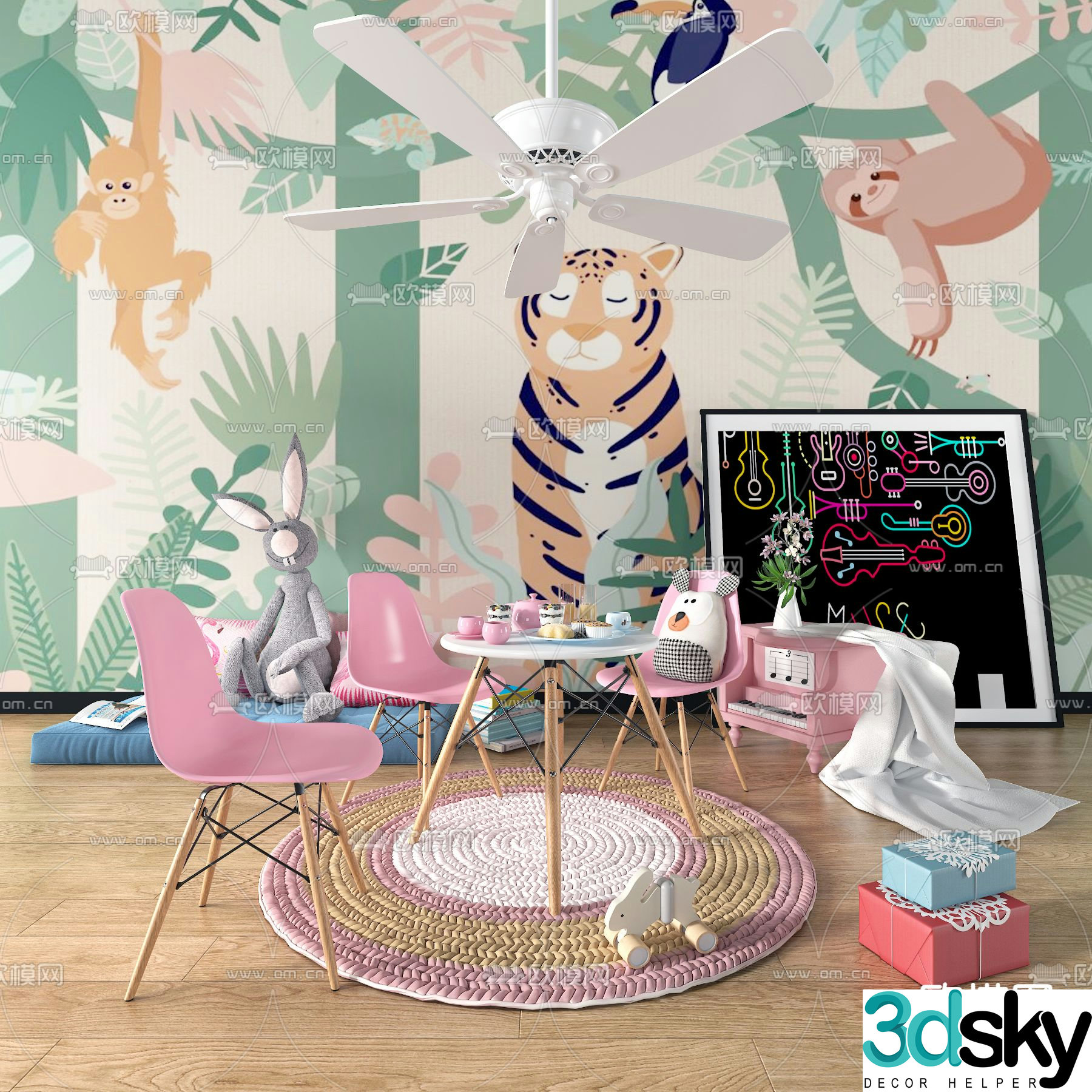 Modern children’s table and chair 3d model