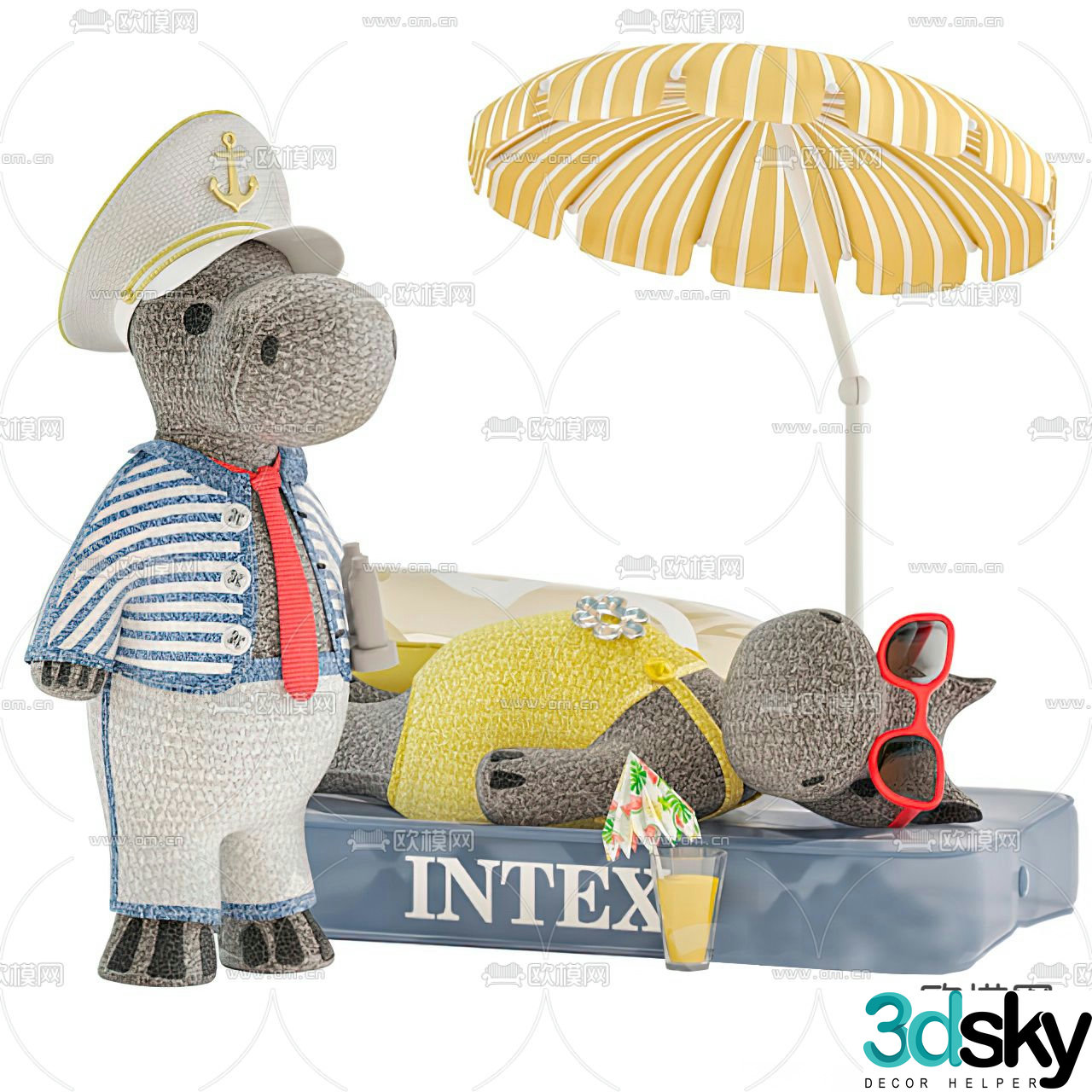 Modern children’s rhino plush toy 3d model