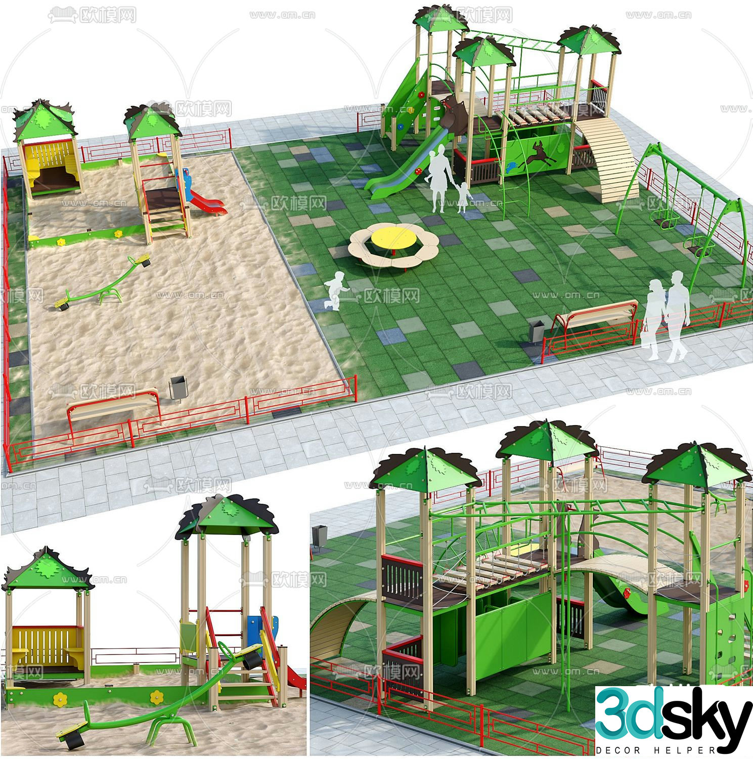 Modern children's slide amusement equipment 3d model