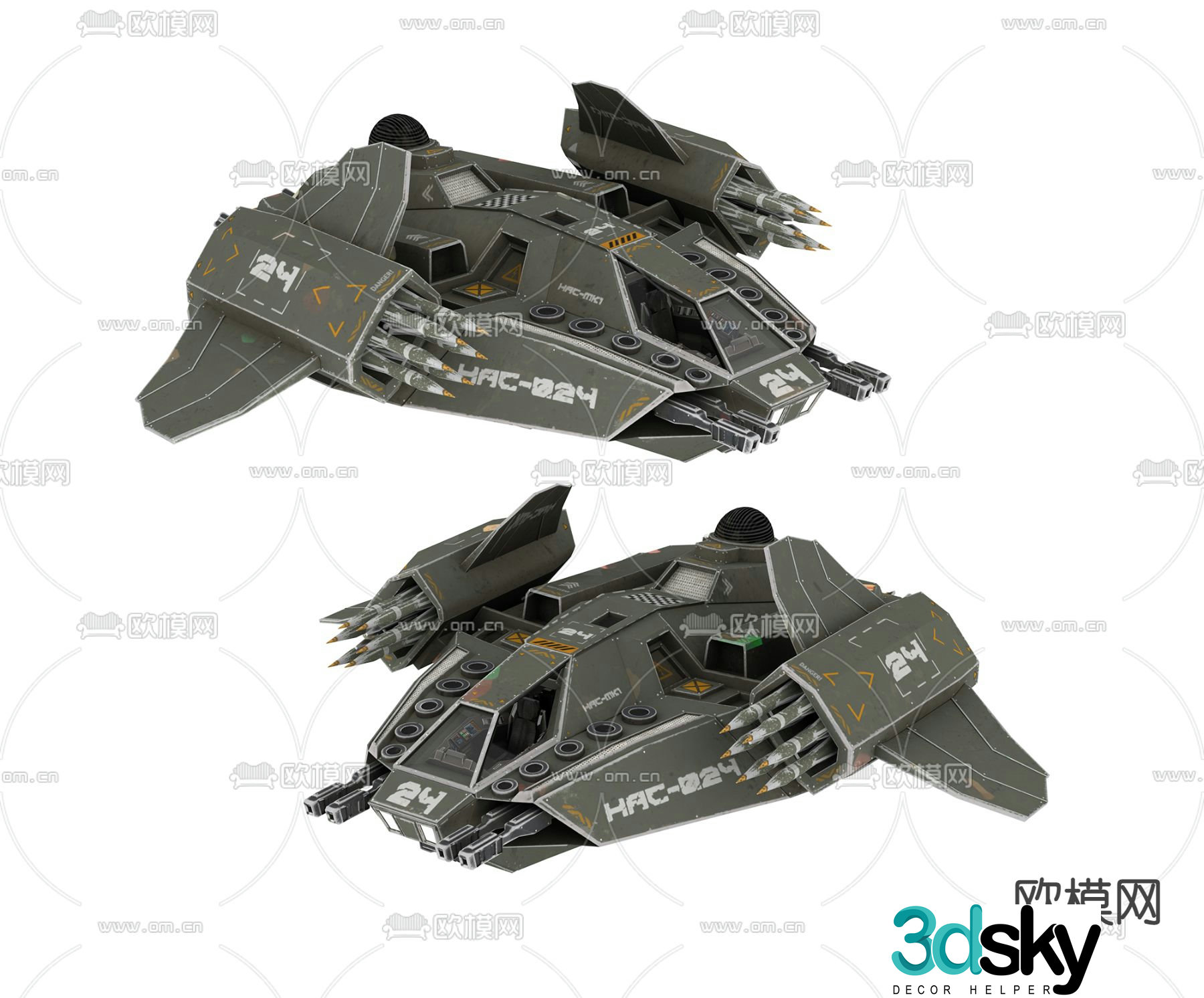 Modern technology starship 3d model