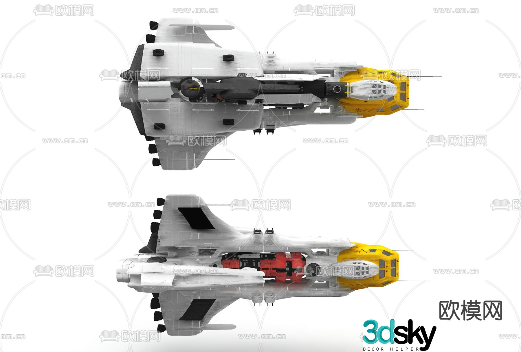 Modern spaceship 3d model