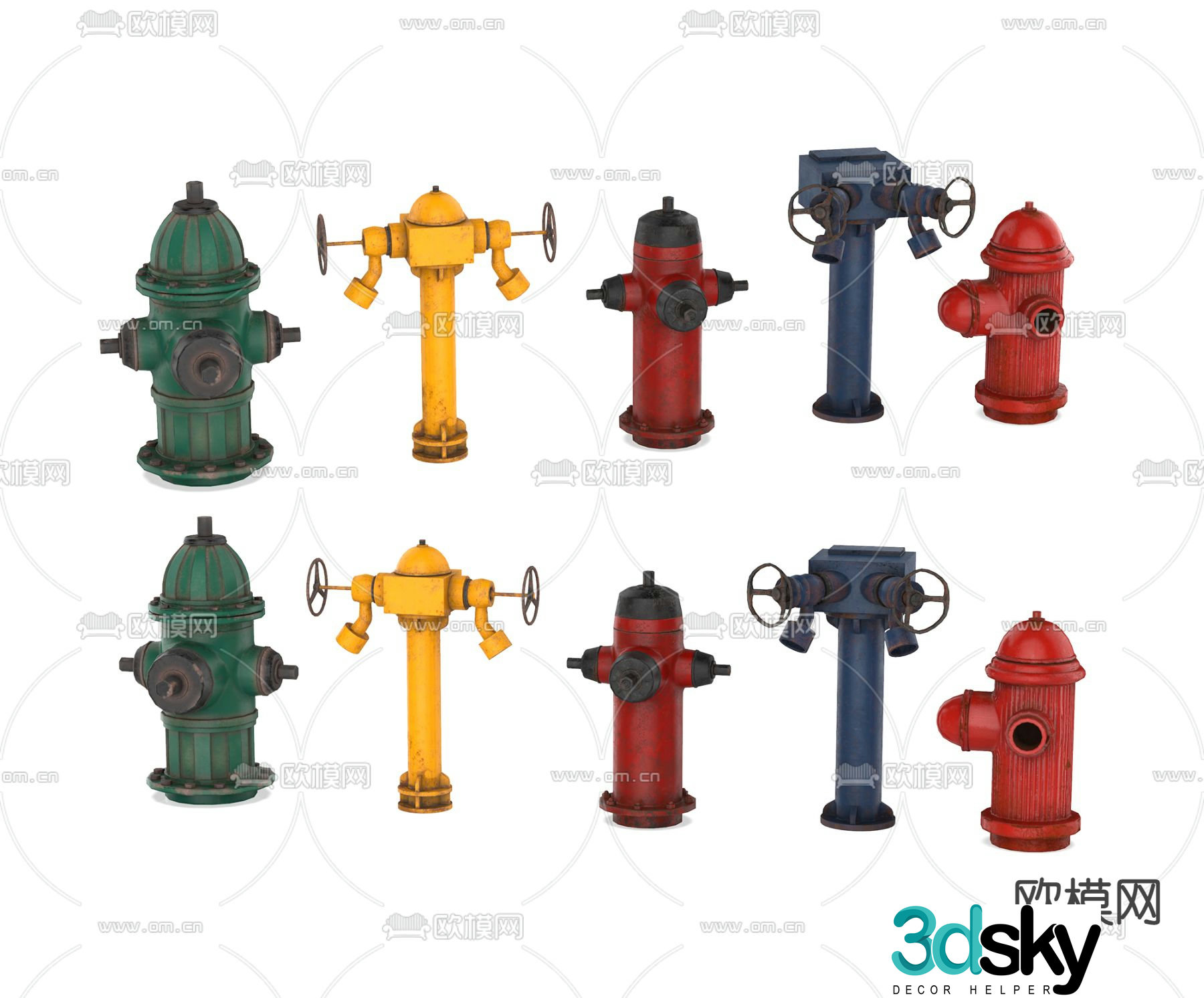 Modern retro fire hydrant 3d model