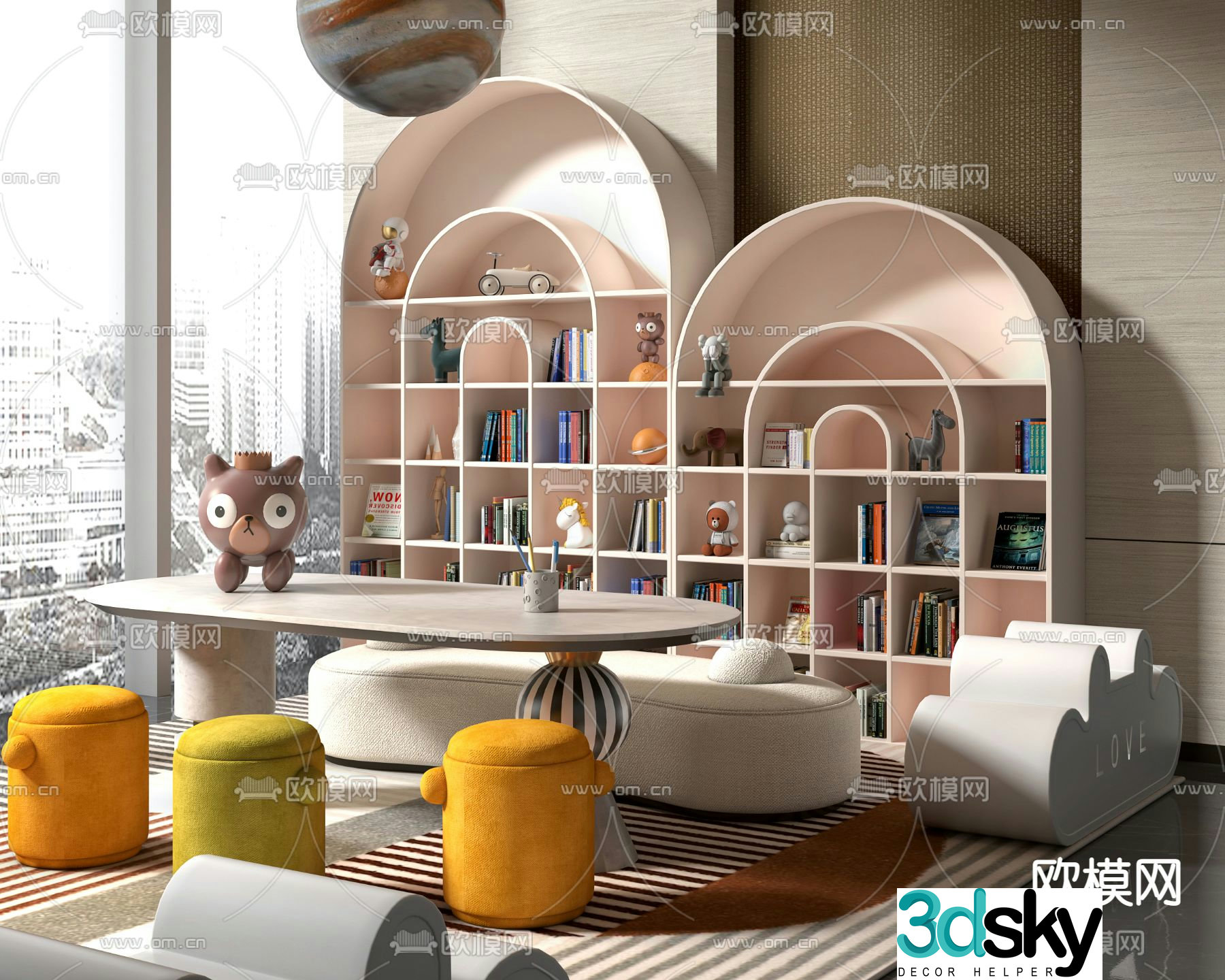 Modern children’s toy cabinet bookshelf 3d model