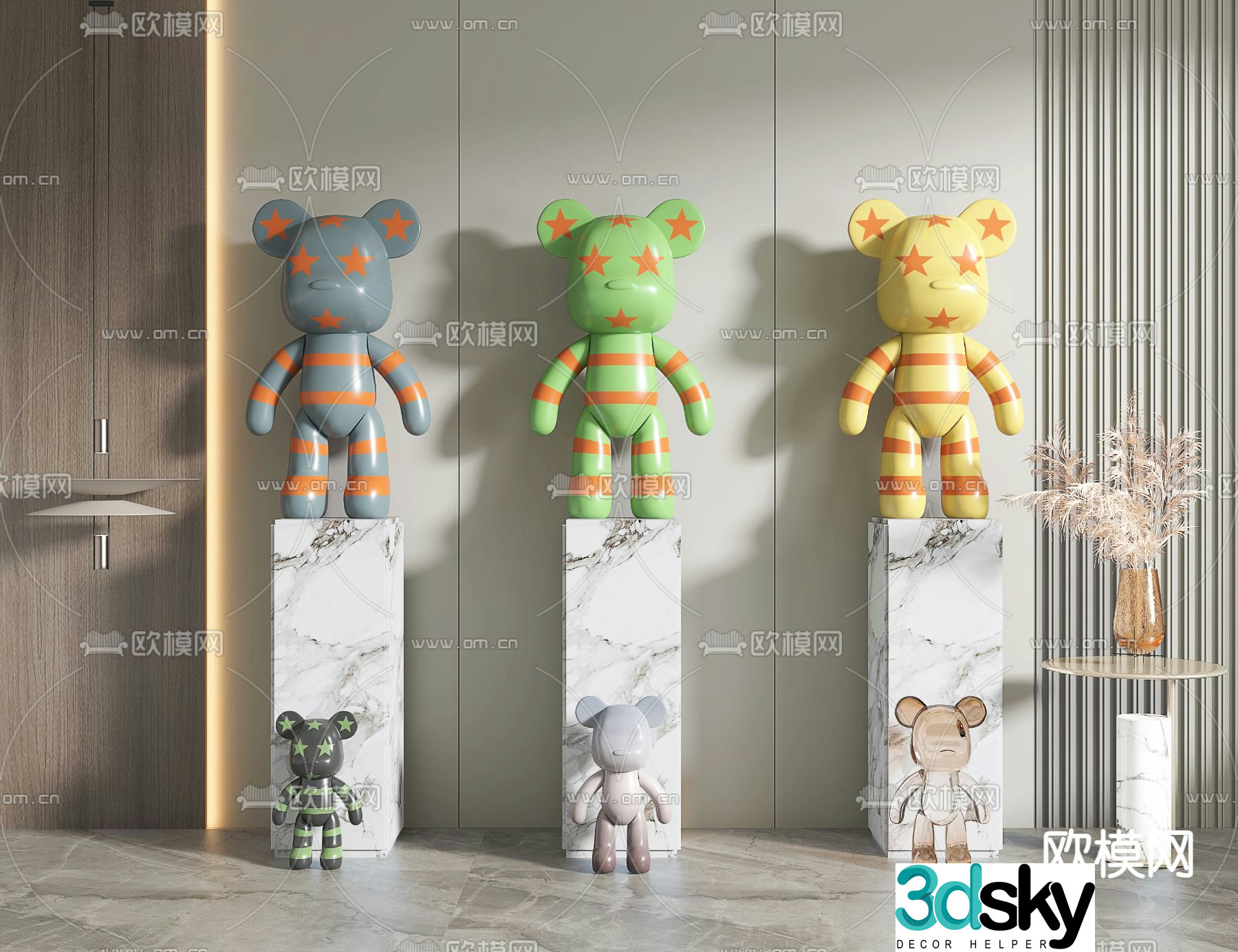 Modern KAWS trendy violent bear 3d model