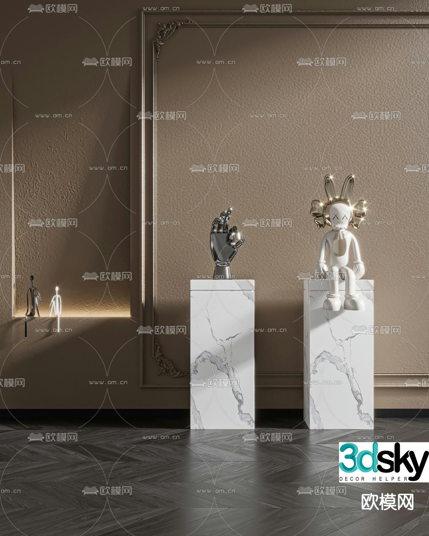 Modern gesture kaws trendy sculpture 3d model