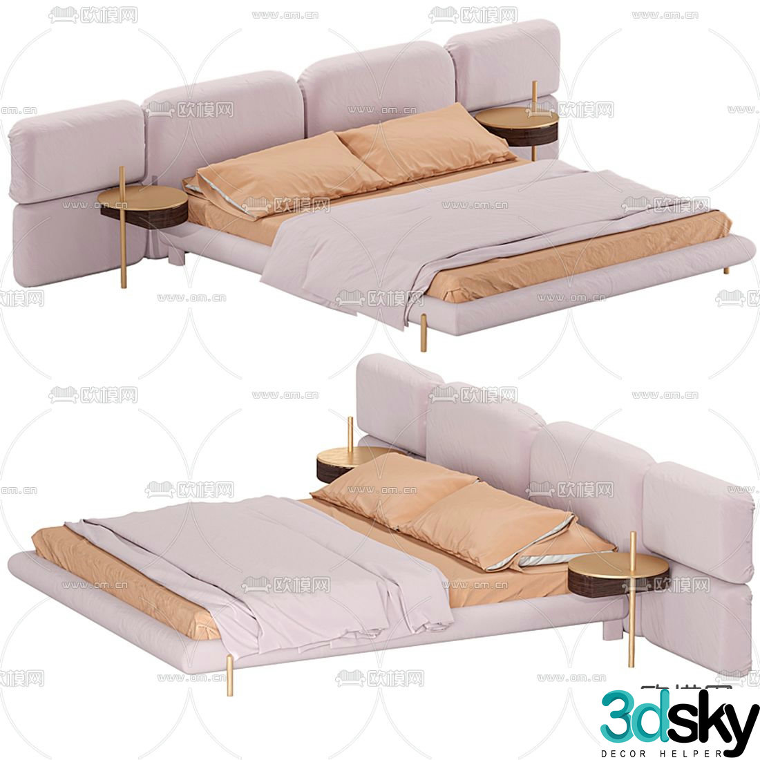 BAXTER fabric double bed 3d model