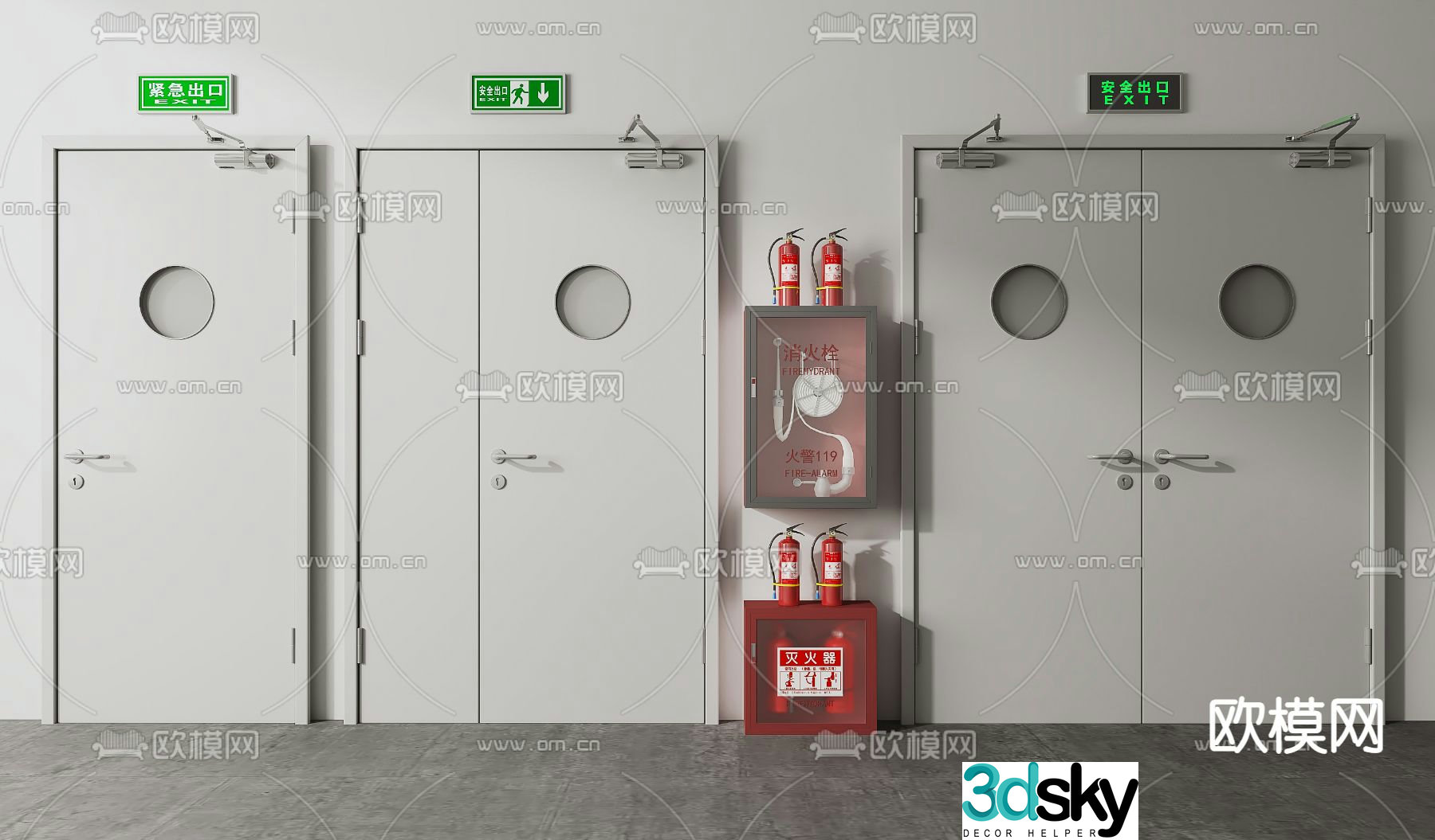 Modern fire door fire door fire hydrant 3d model