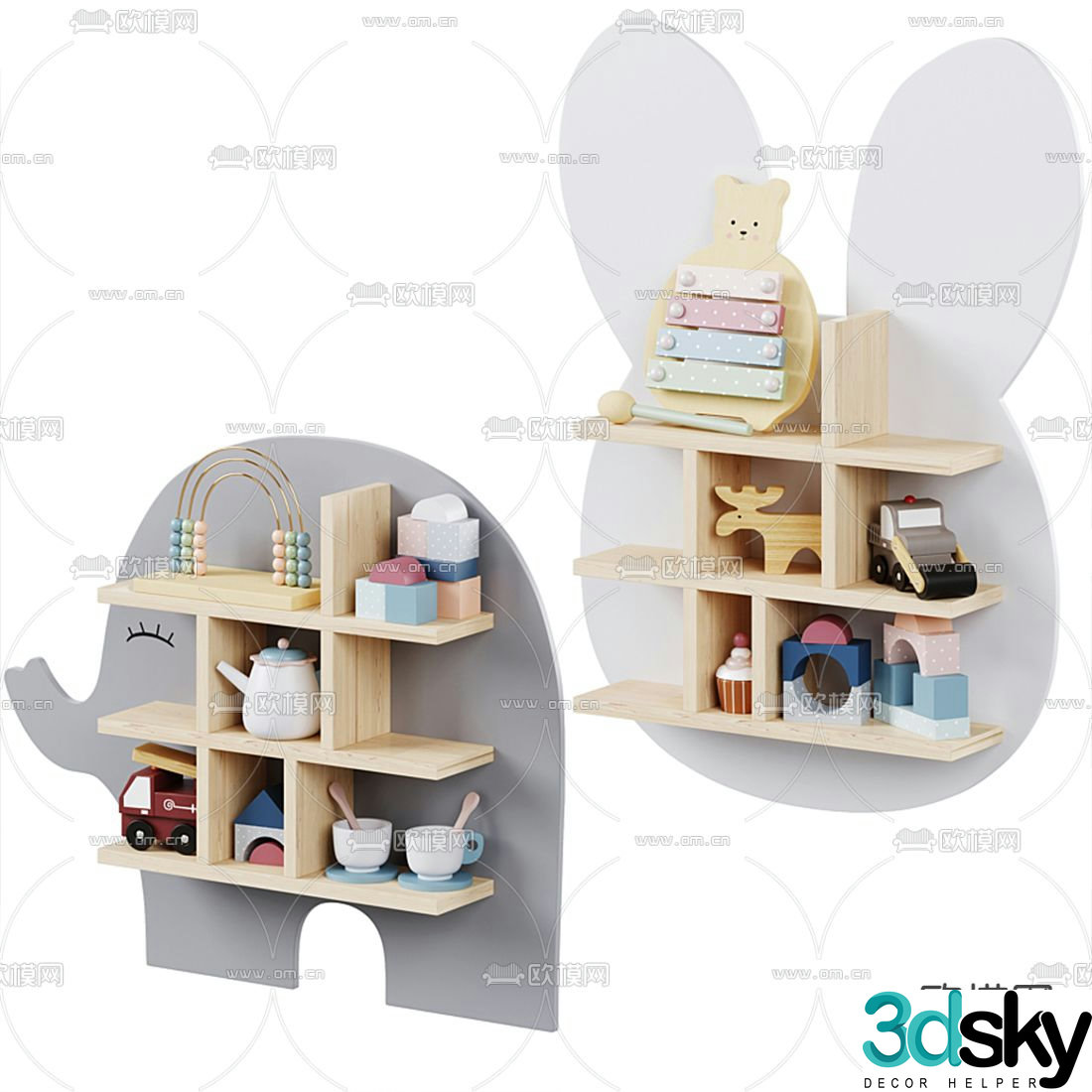 Modern children’s cartoon wall cabinet 3d model