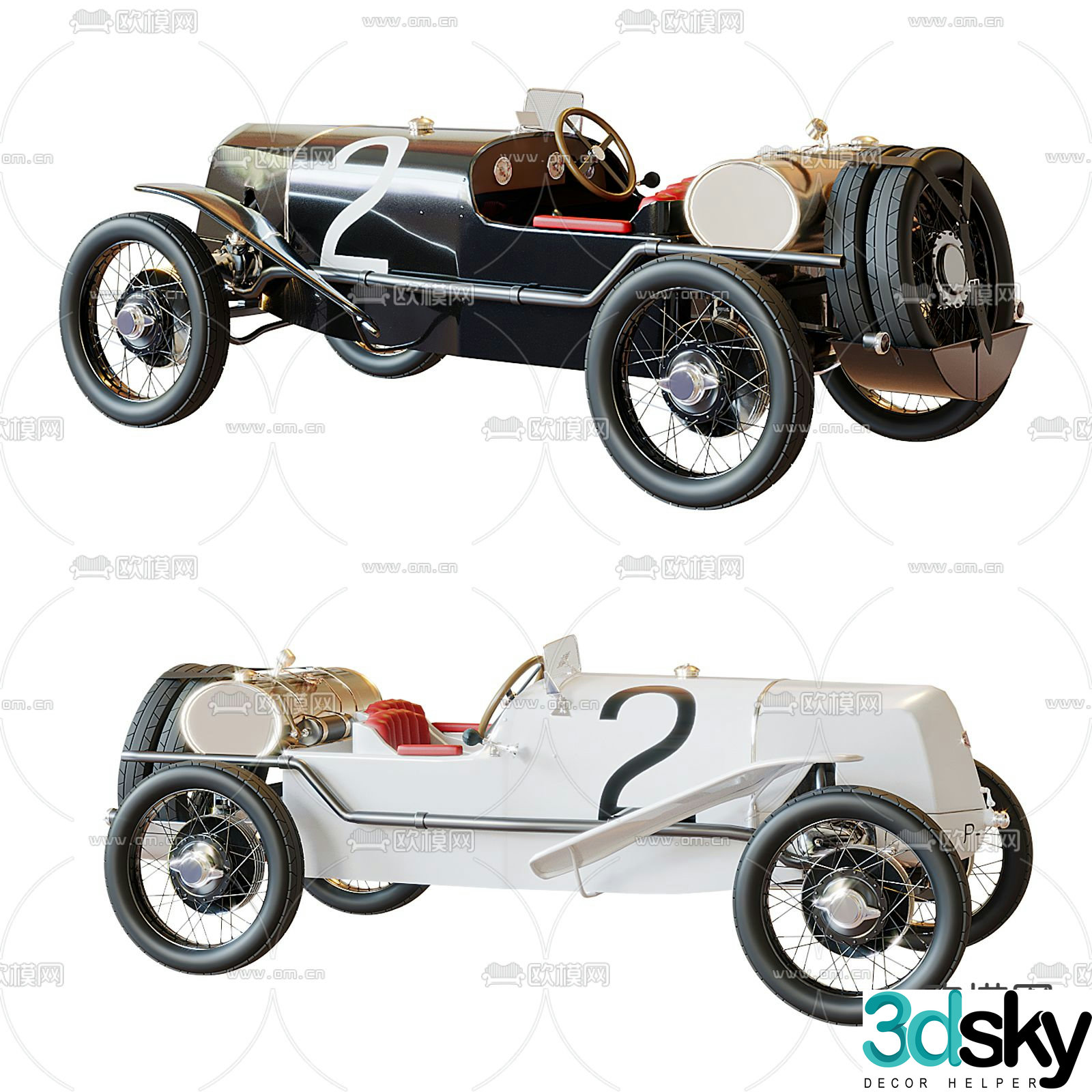 Modern retro children’s toy car 3d model
