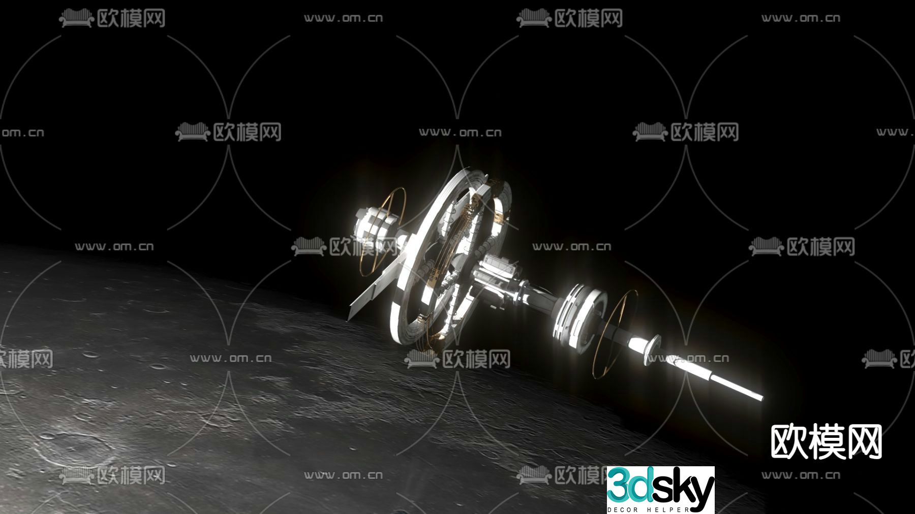 Modern sci-fi space station 3d model