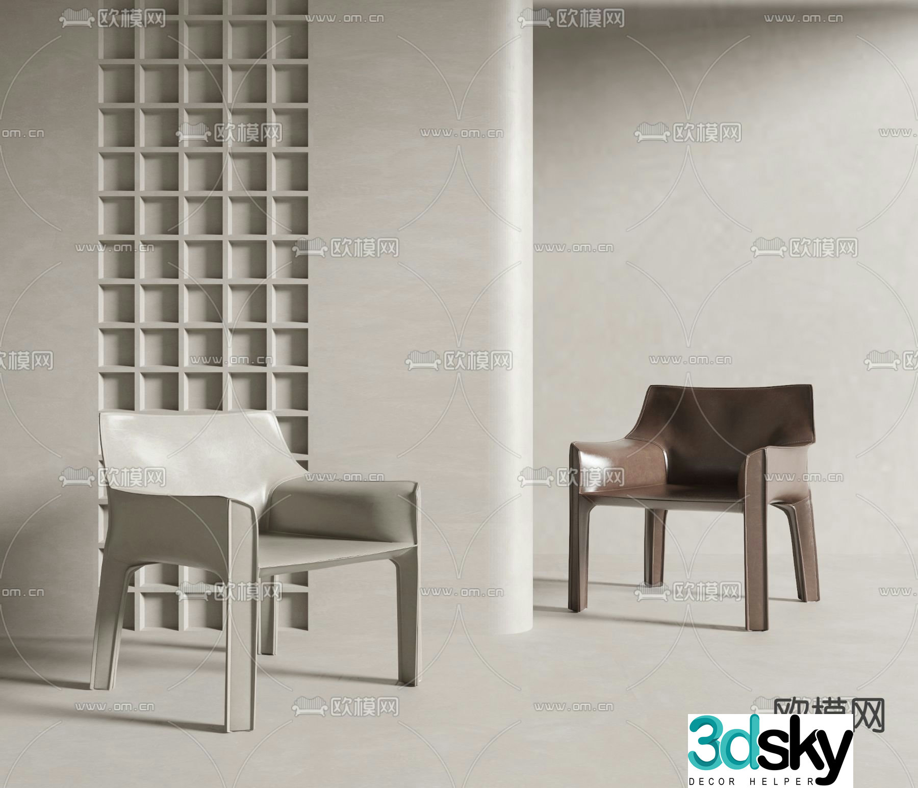Cassina leather casual side chair 3d model
