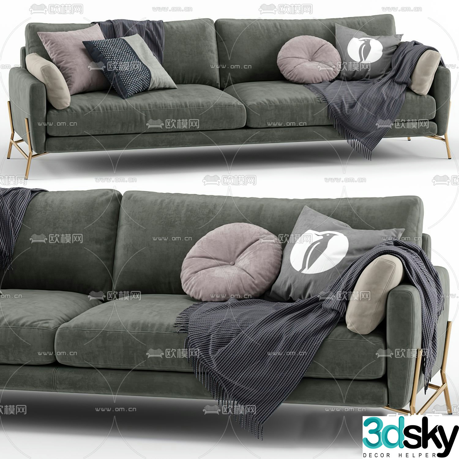 Calligaris modern fabric multi-seater sofa 3d model