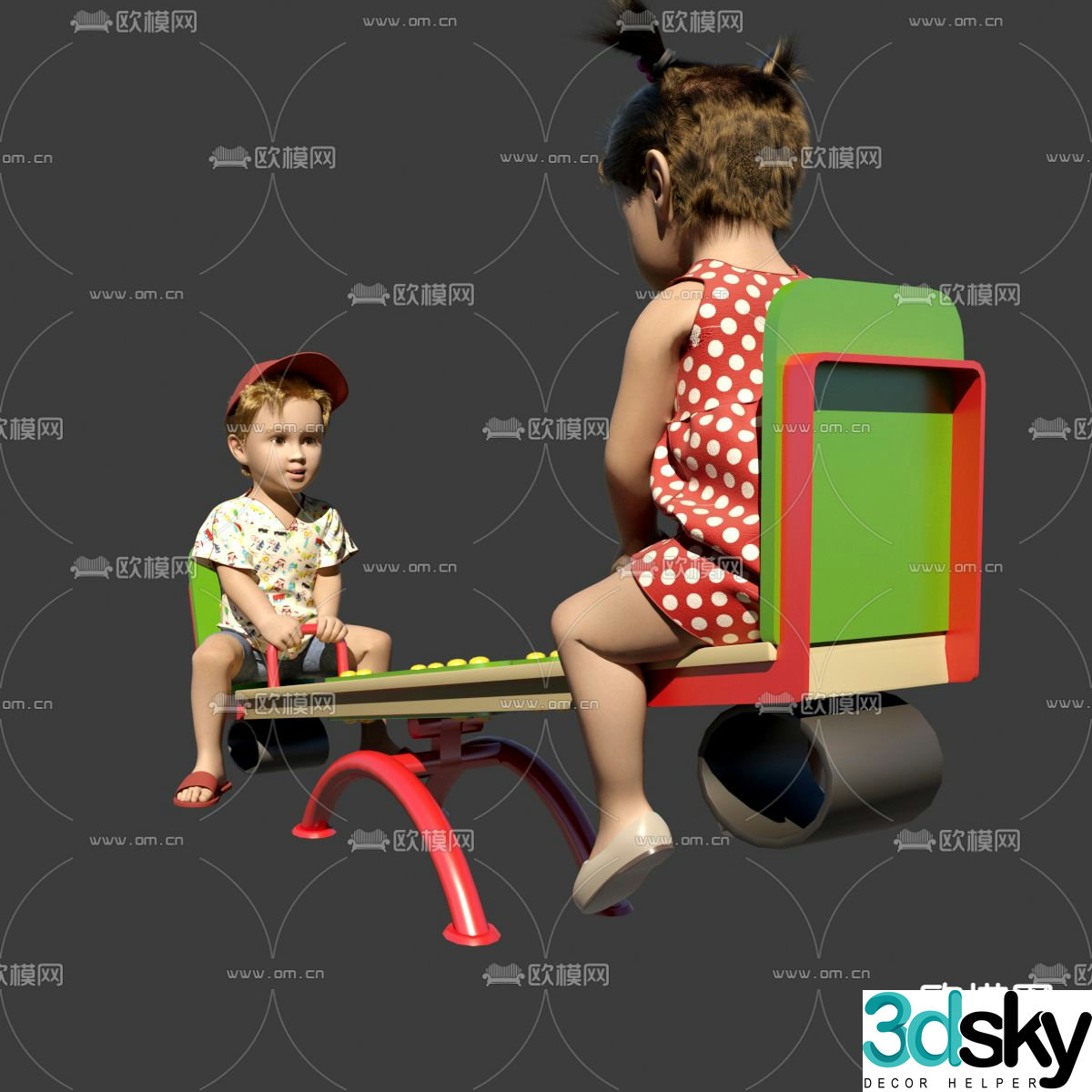 Modern children's seesaw 3d model