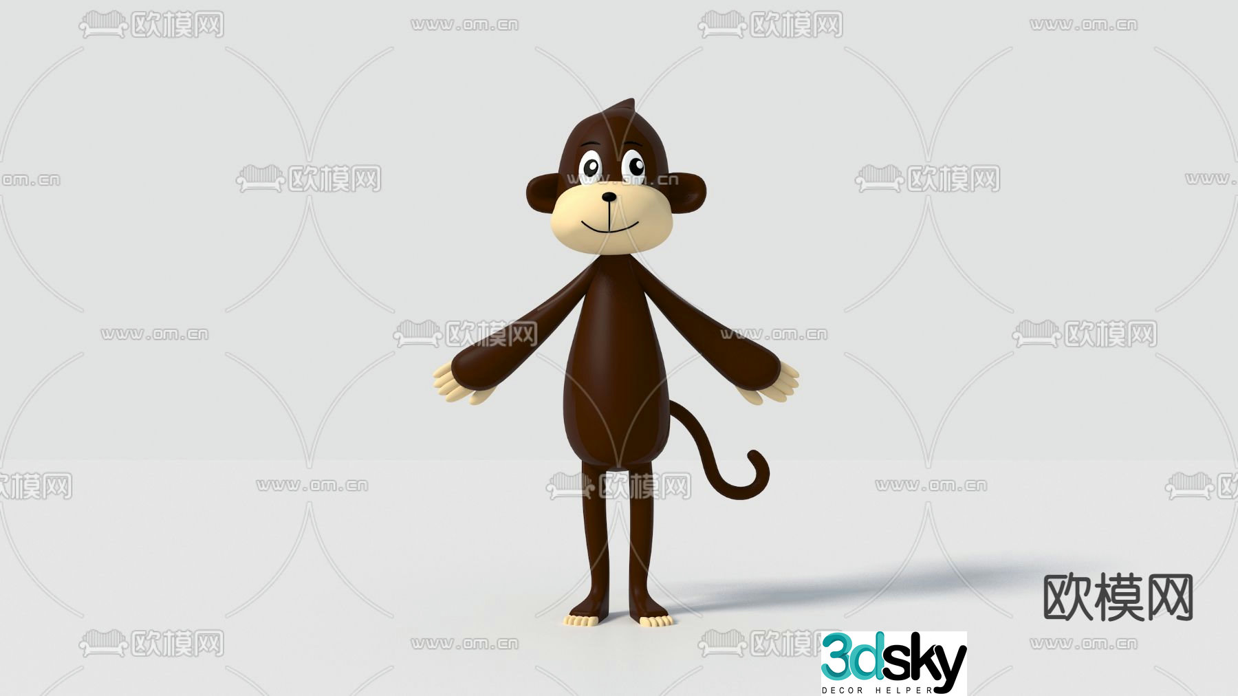 Modern cartoon toy monkey 3d model