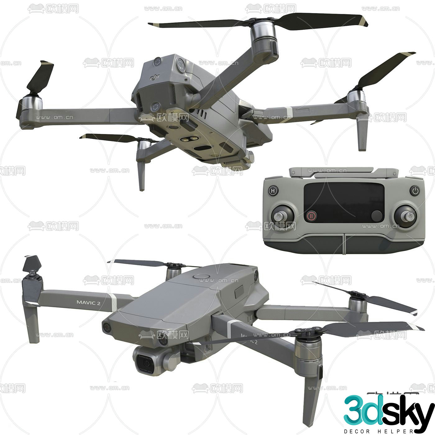 Modern rotary wing remote control drone 3d model
