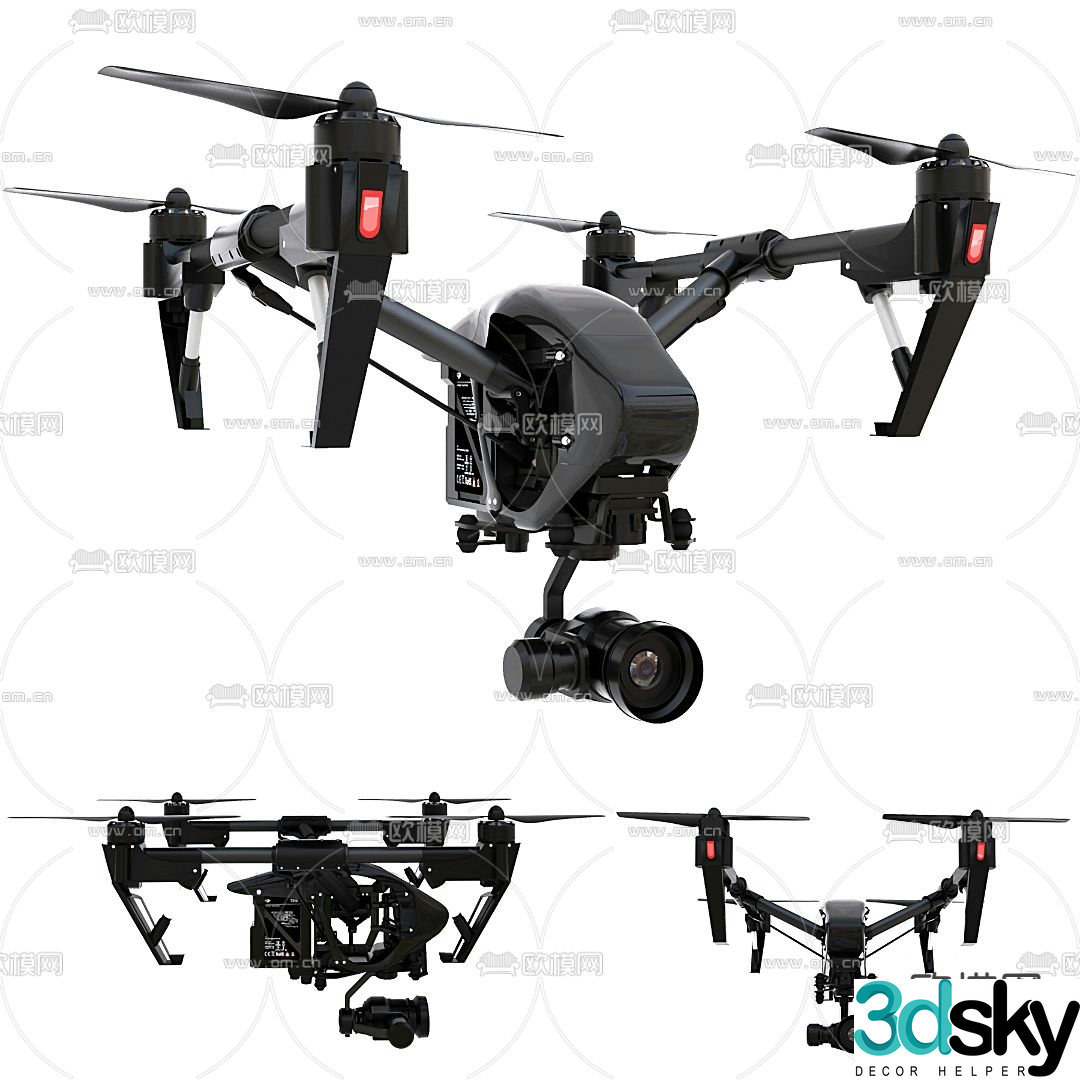 Modern rotary wing remote control drone 3d model