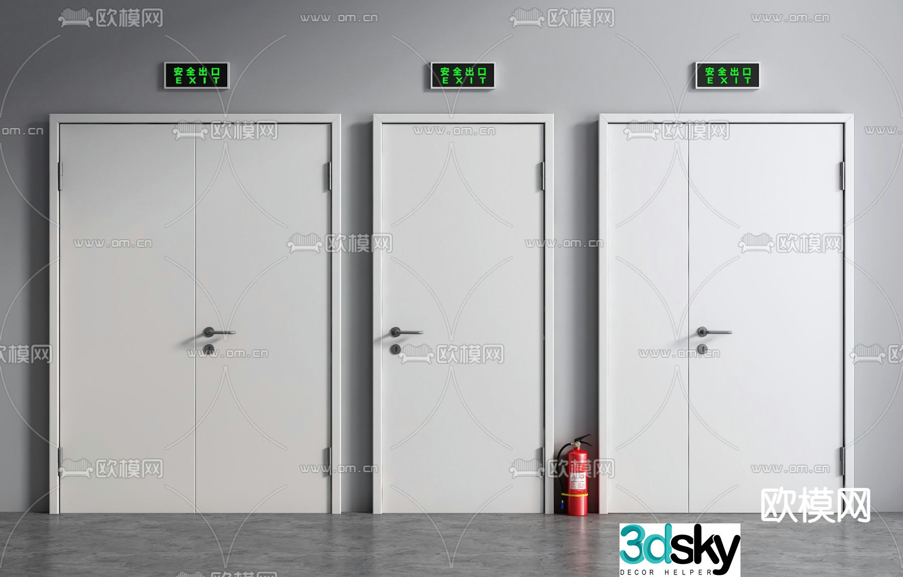 Modern fire door fire door safety door 3d model