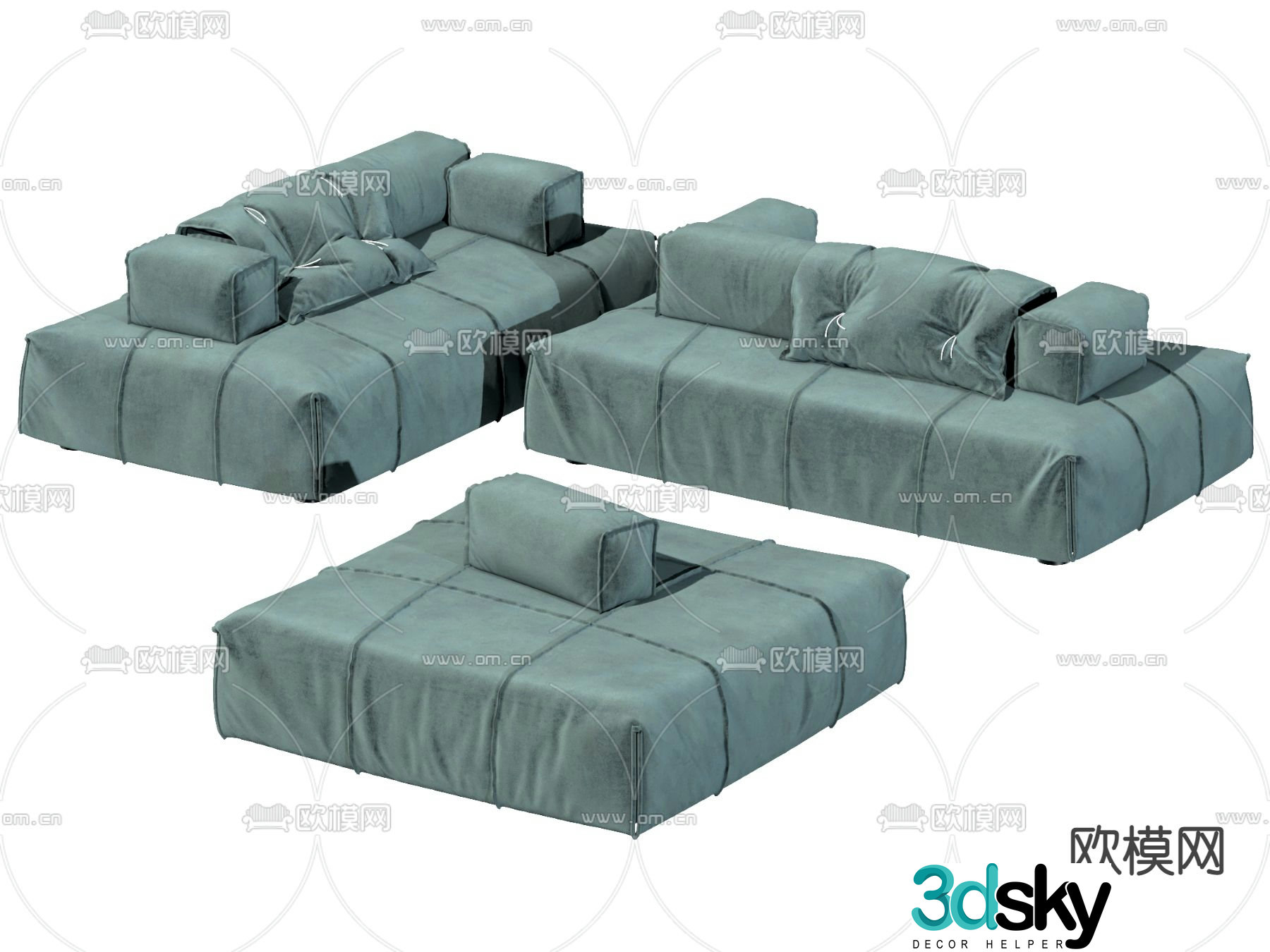 BAXTER fabric lazy sofa 3d model
