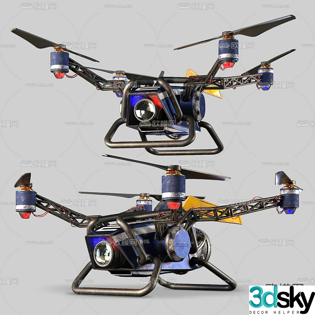 Modern rotary wing remote control drone 3d model