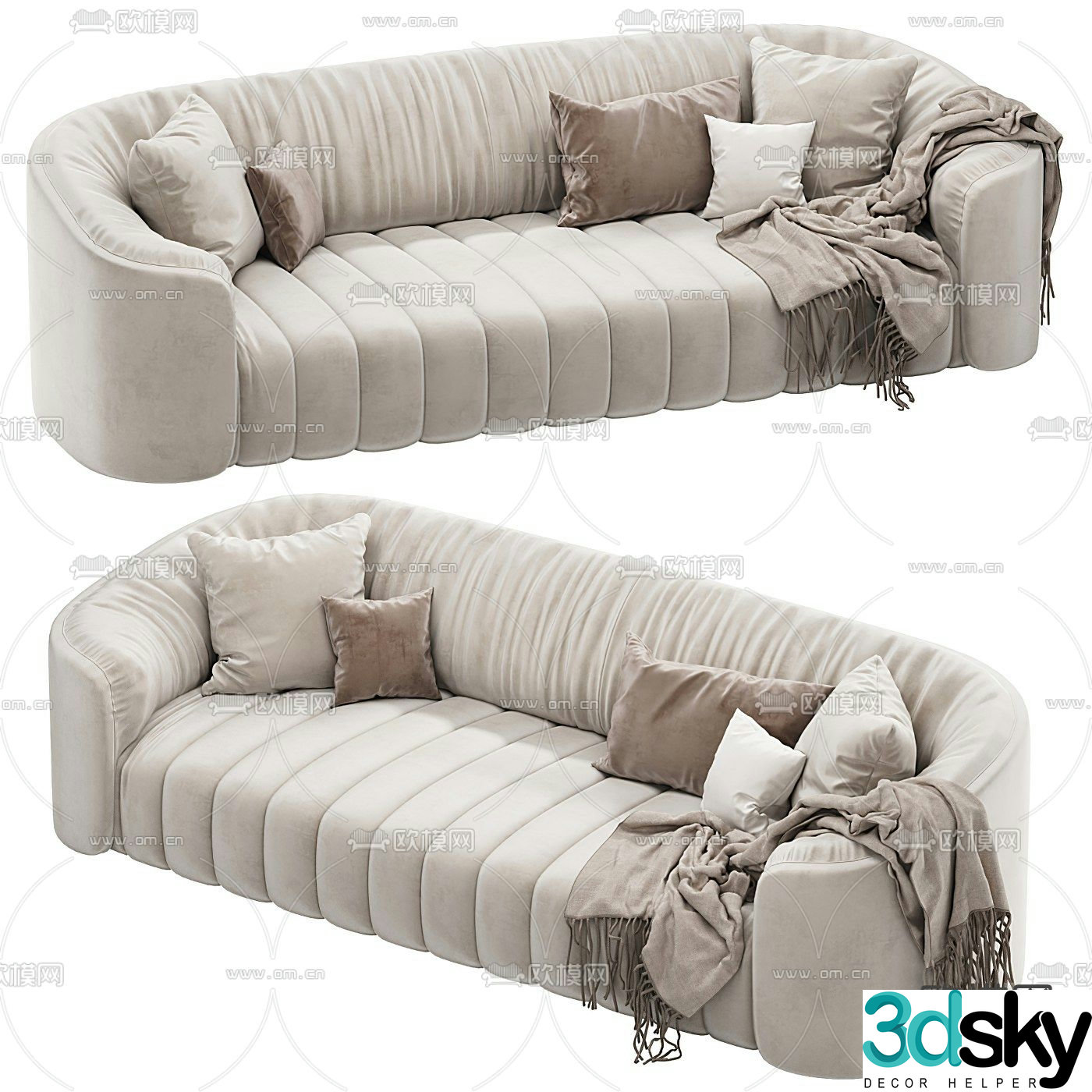 FLEXFORM off-white multi-seater sofa 3d model