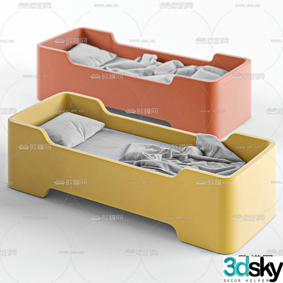 Modern colorful children’s bed 3d model