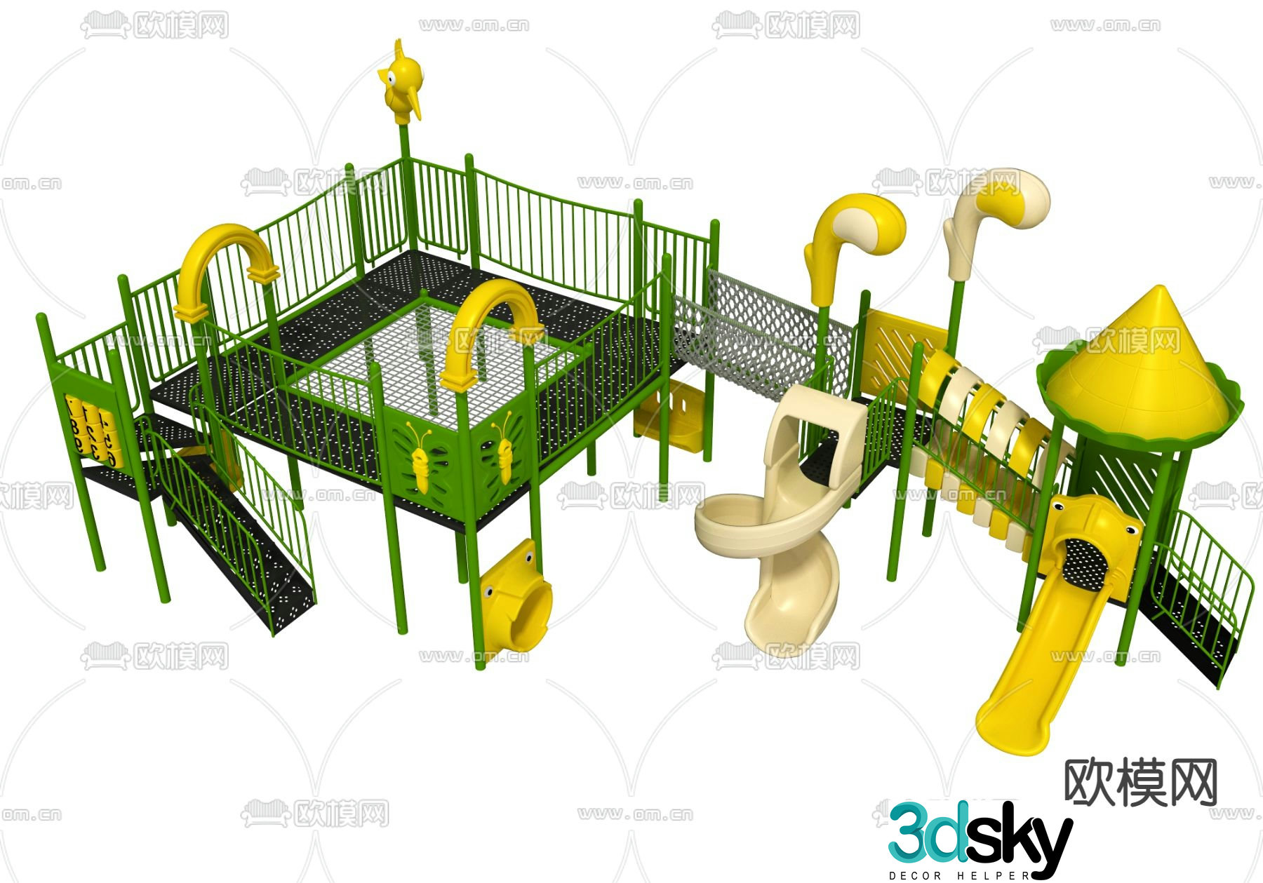 Modern children's slide amusement equipment 3d model
