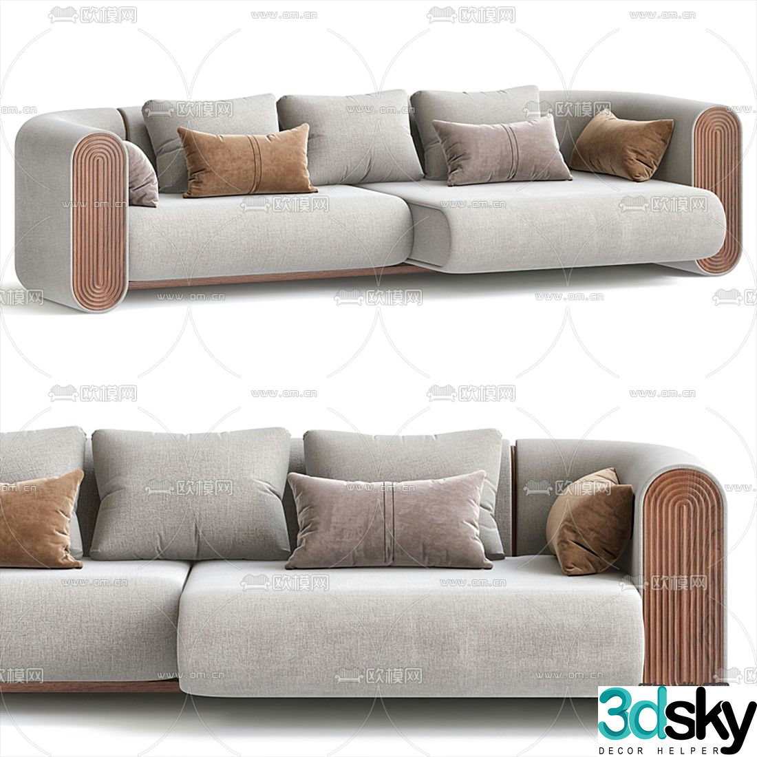 Cor modern white fabric love seat 3d model