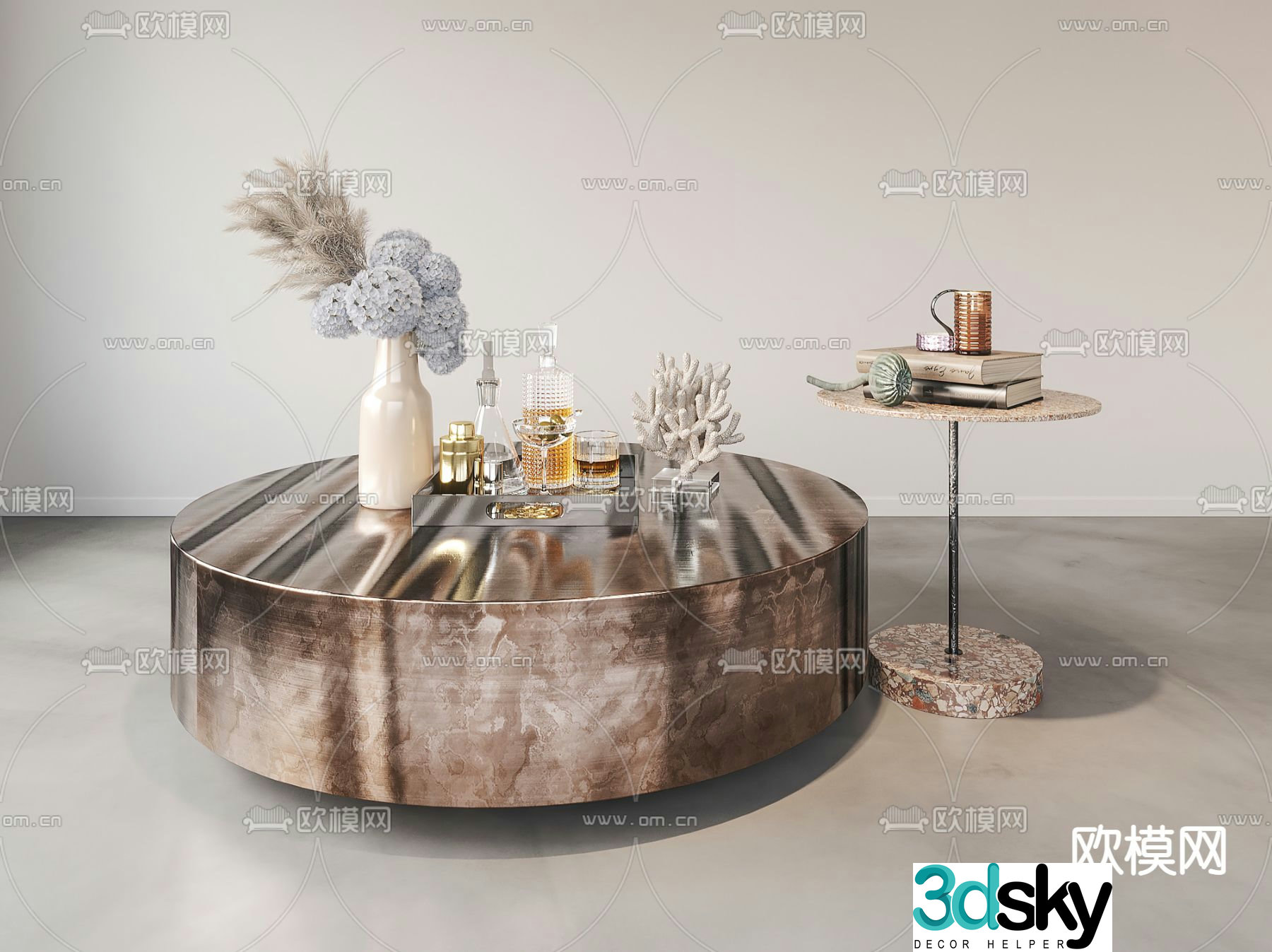 Modern Minotti metal mother-in-law coffee table 3d model