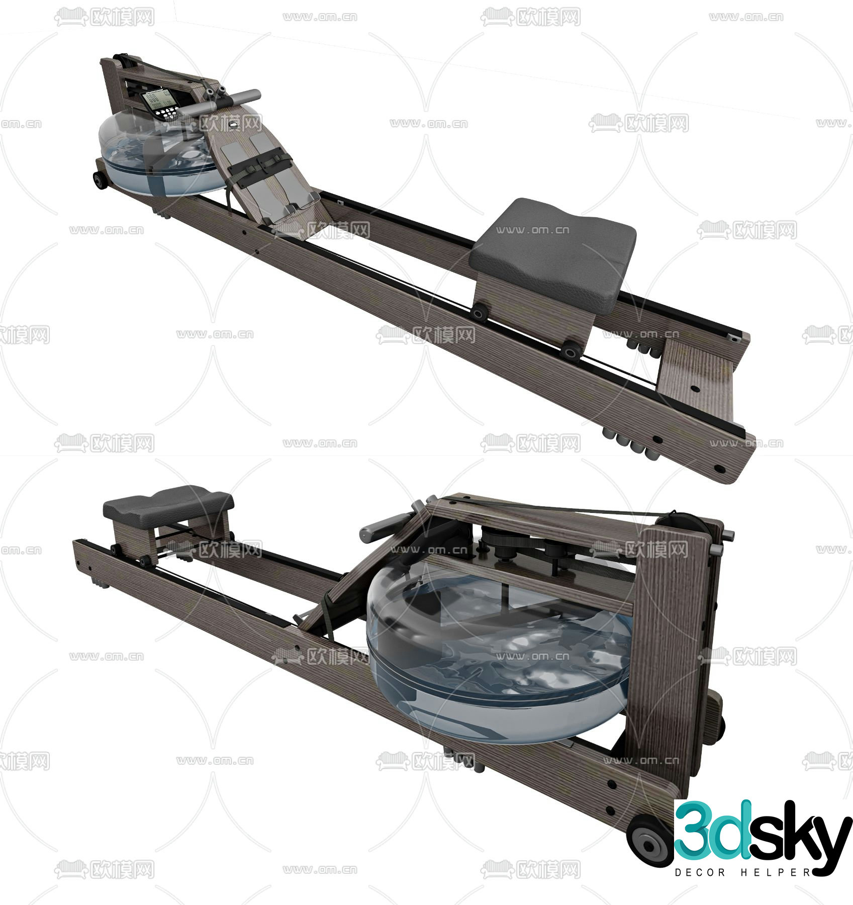 Modern fitness rowing machine 3d model