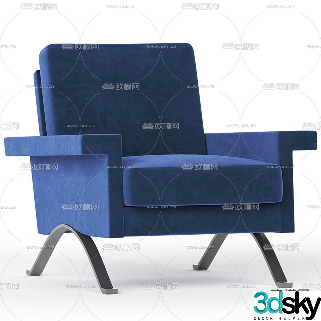 Cassina Klein Blue Lounge Chair 3d model