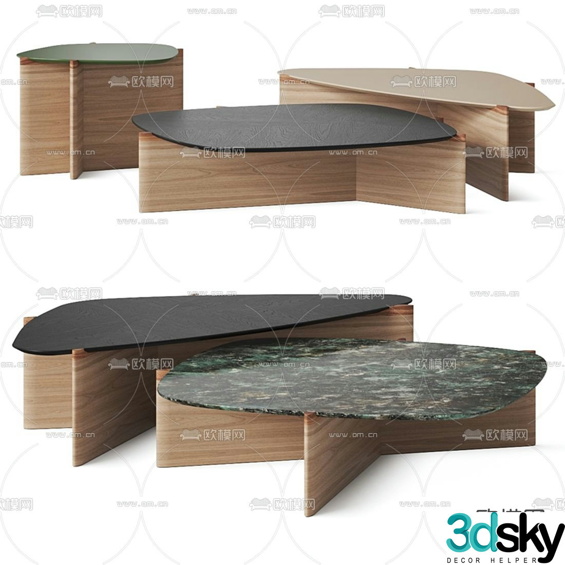 Giorgetti modern solid wood coffee table 3d model