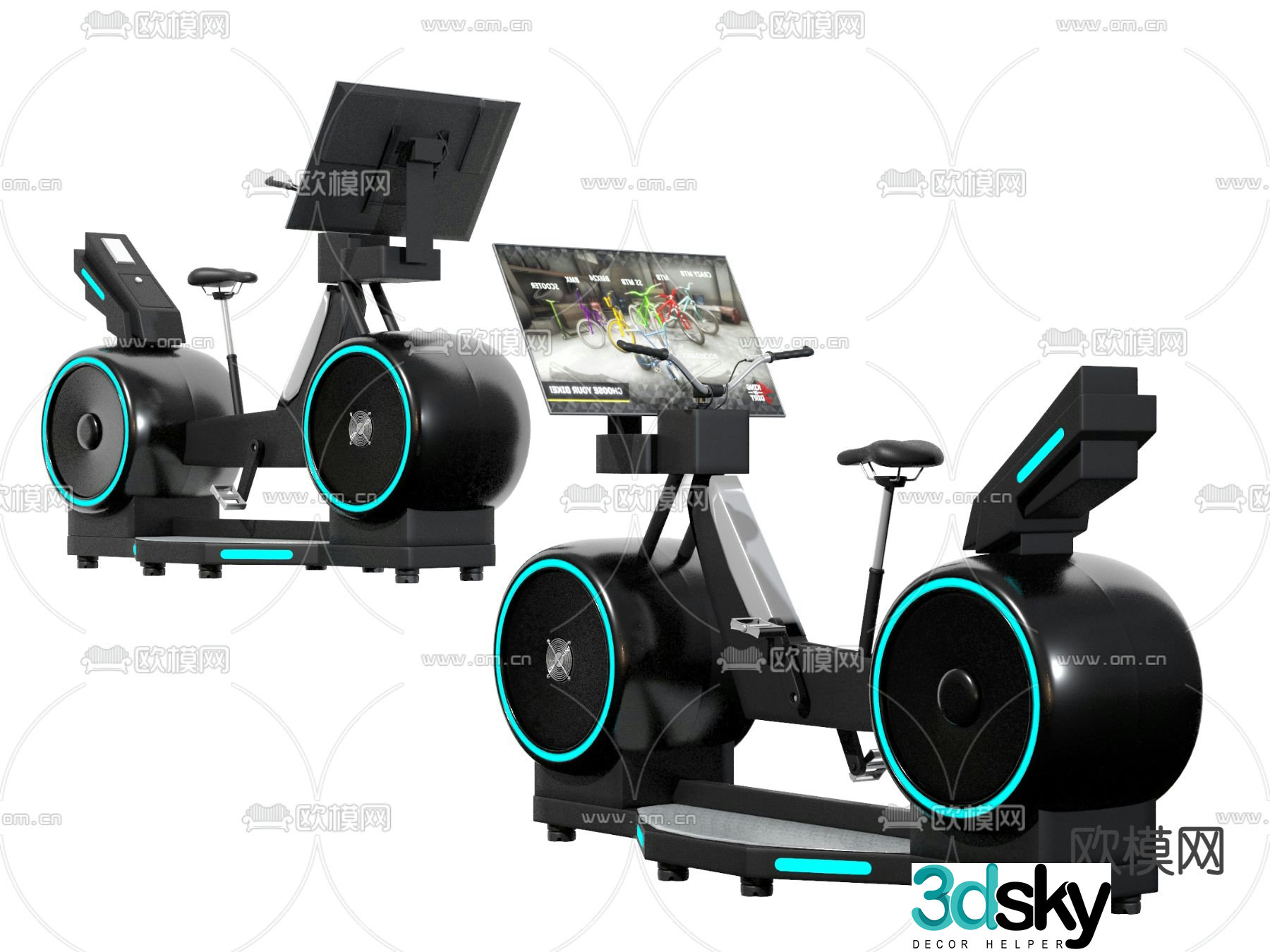 Modern spinning bike fitness equipment 3d model