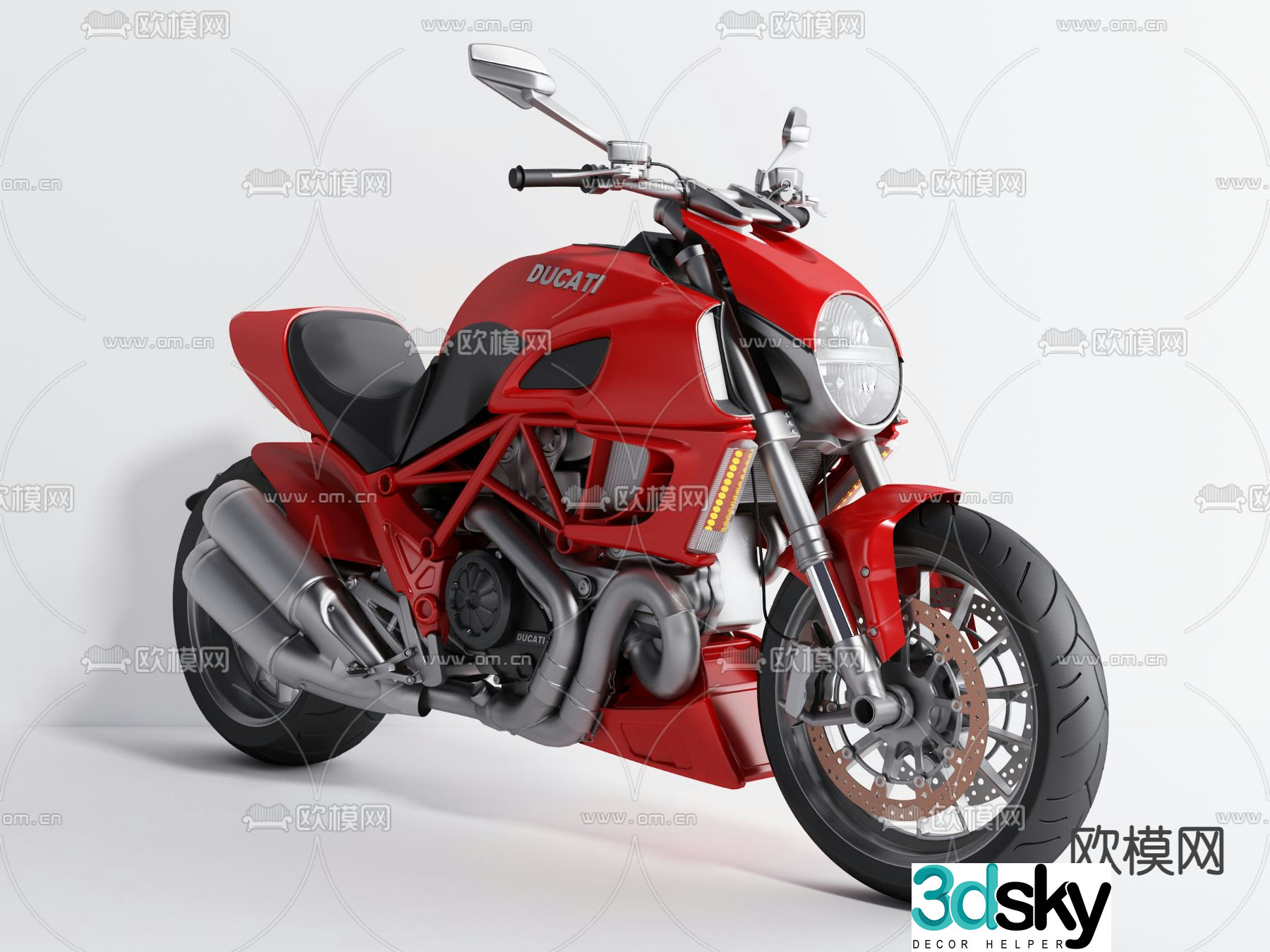 Modern red motorcycle 3d model