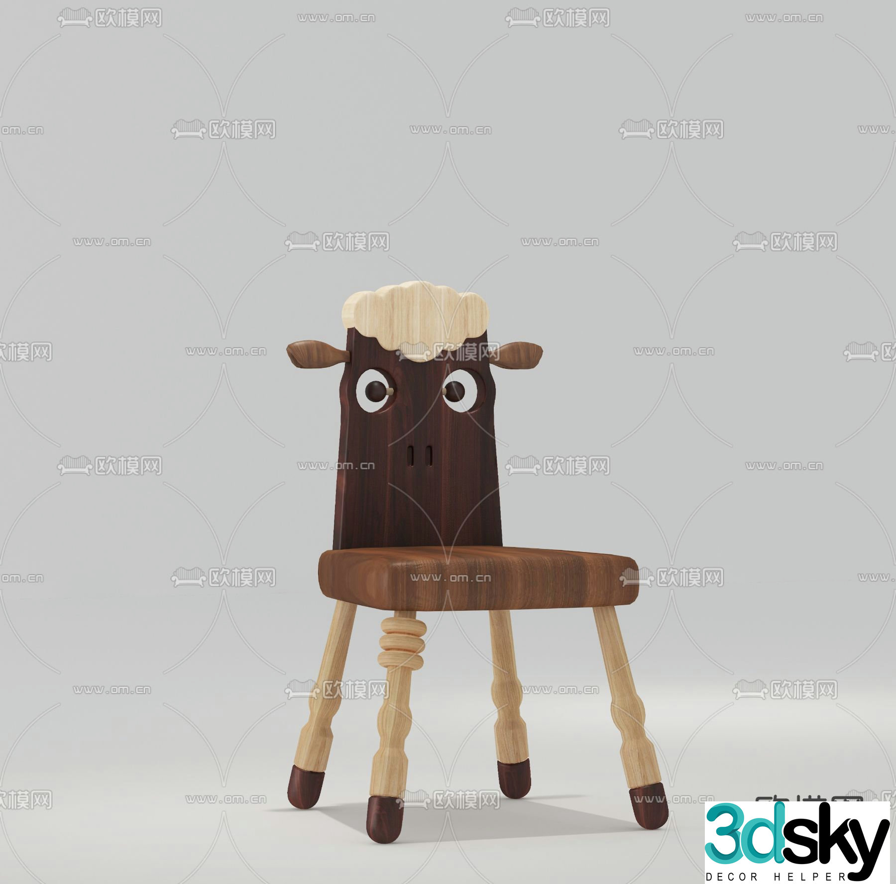 Nordic children’s sheep chair 3d model