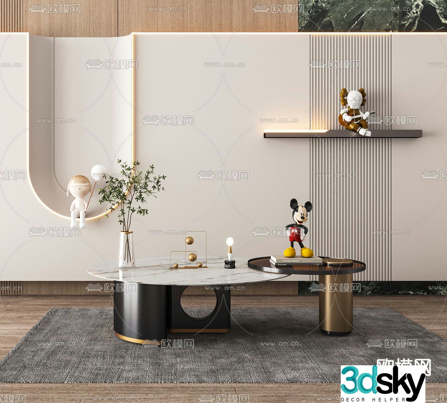 Minotti modern double coffee table 3d model