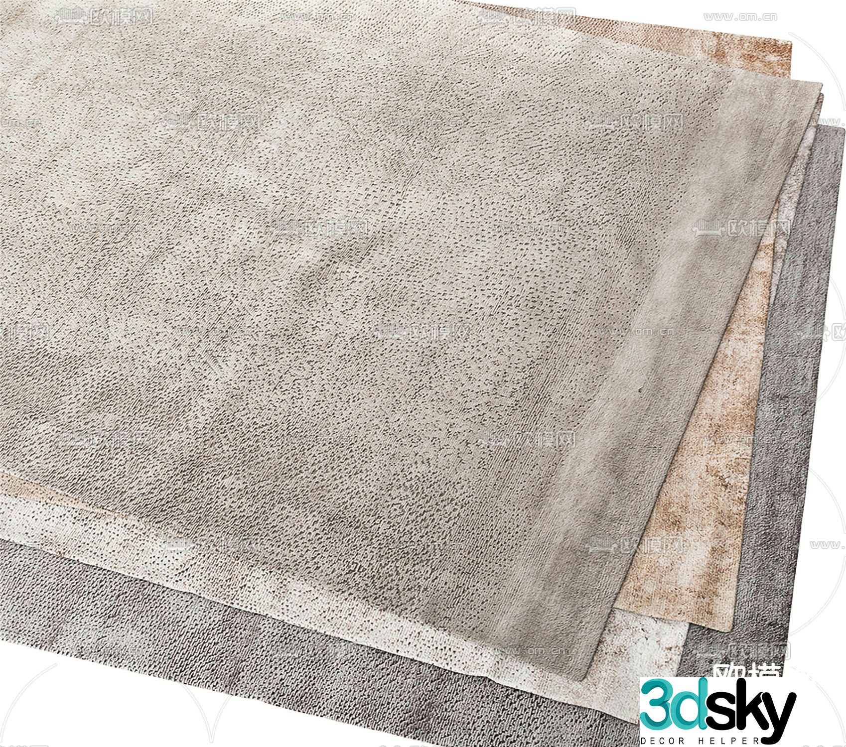 Molteni&C modern gray fabric carpet 3d model