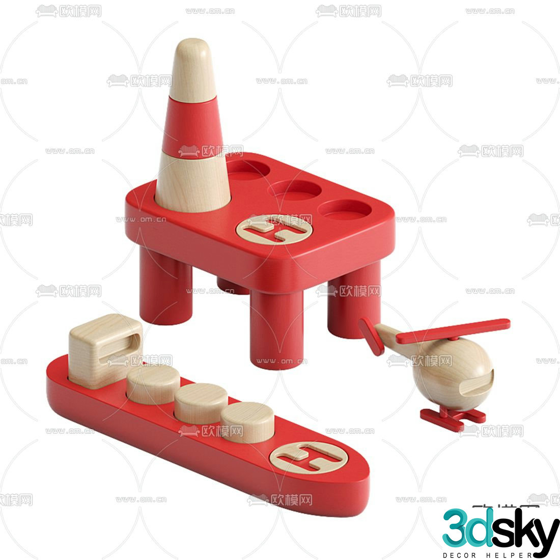 Modern children’s building block toys 3d model