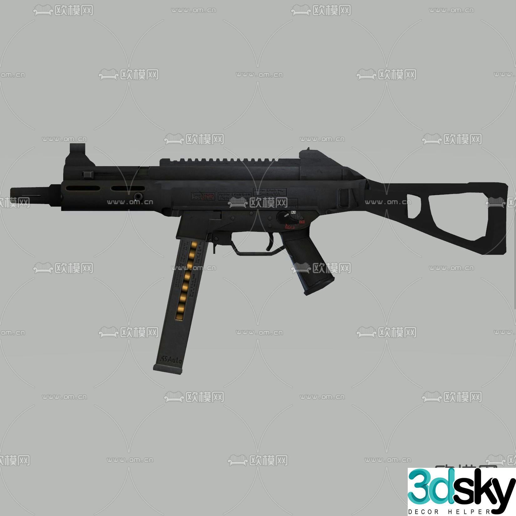 Modern UMP45 submachine gun free 3d model