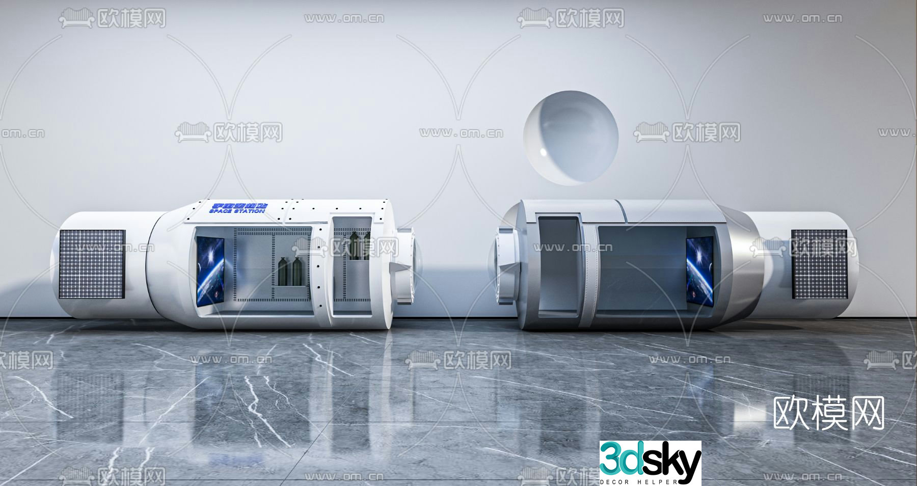 Modern space station 3d model