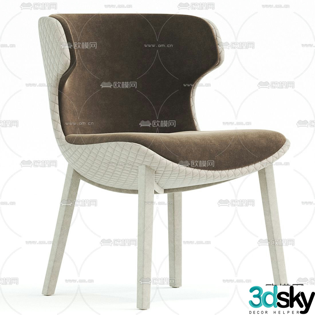 Cassina white fabric lounge chair 3d model