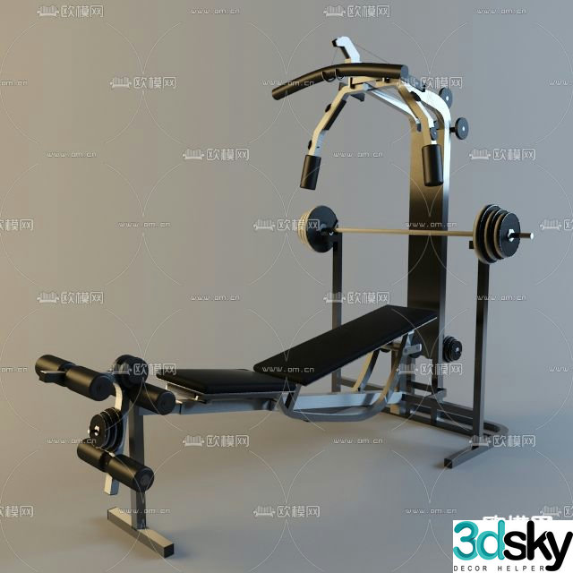 Modern minimalist metal fitness equipment free 3d model
