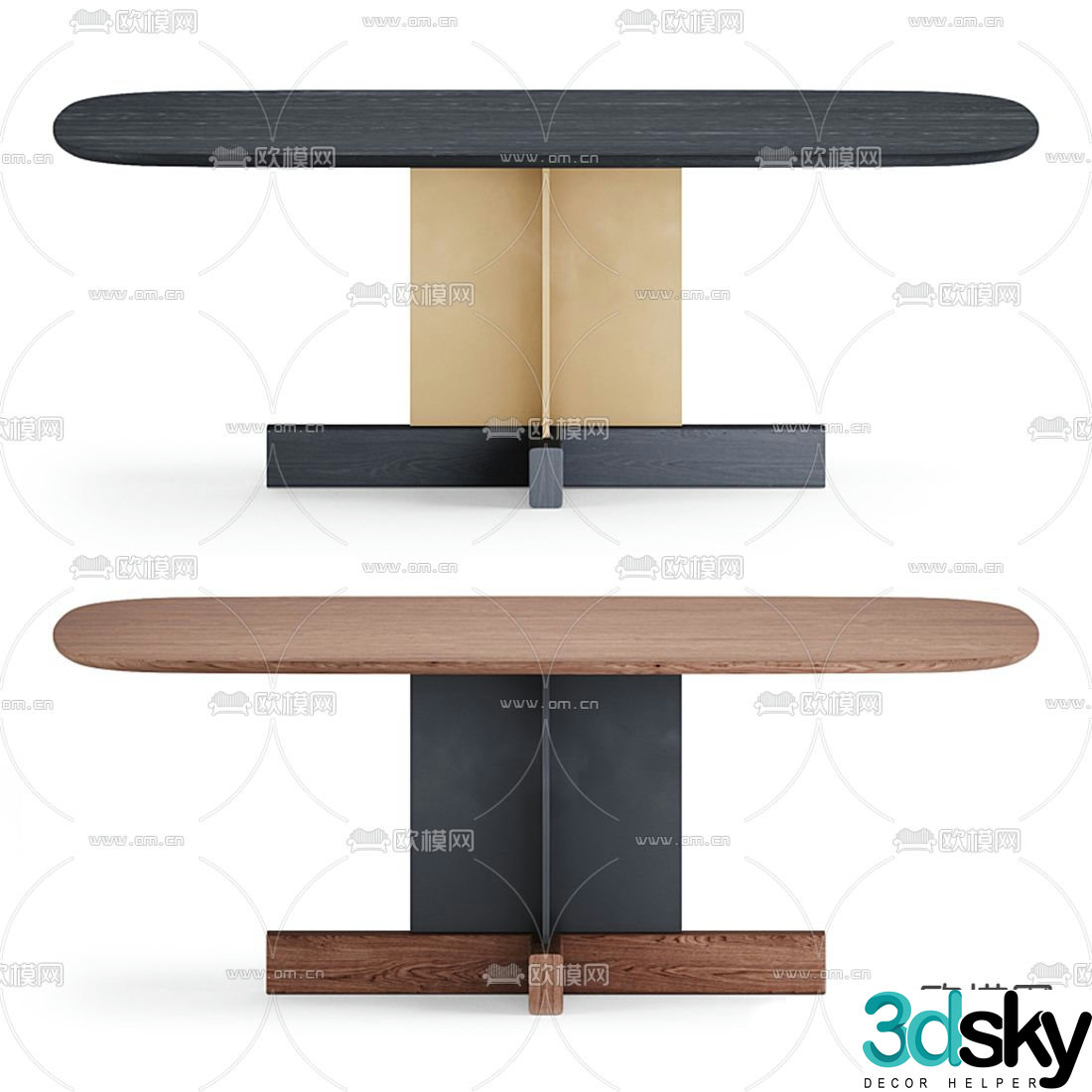Bonaldo modern oval dining table 3d model