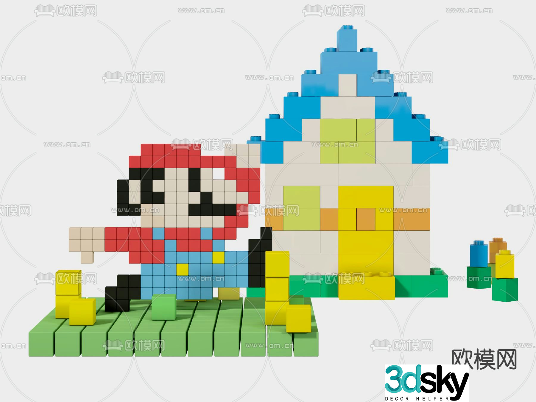 Modern Mario lego 3d model