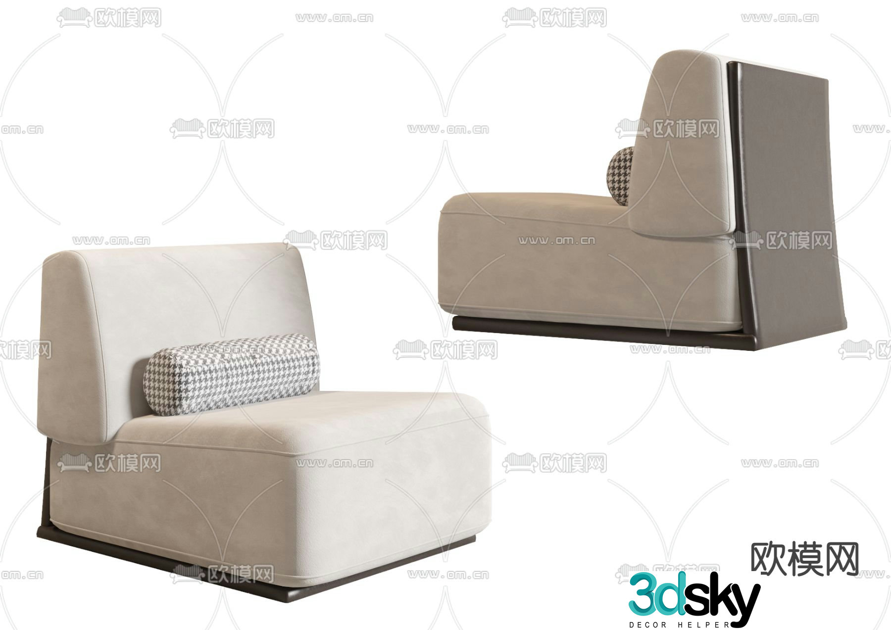 Poliform modern white fabric single sofa 3d model