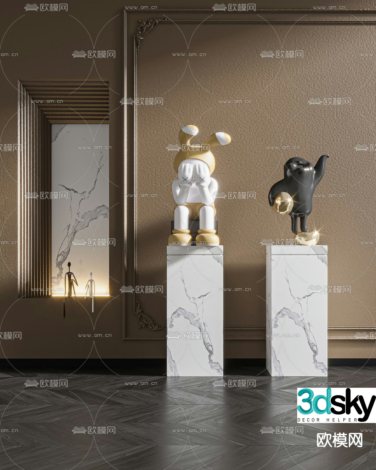 Modern Kaws trendy sculpture ornaments 3D model