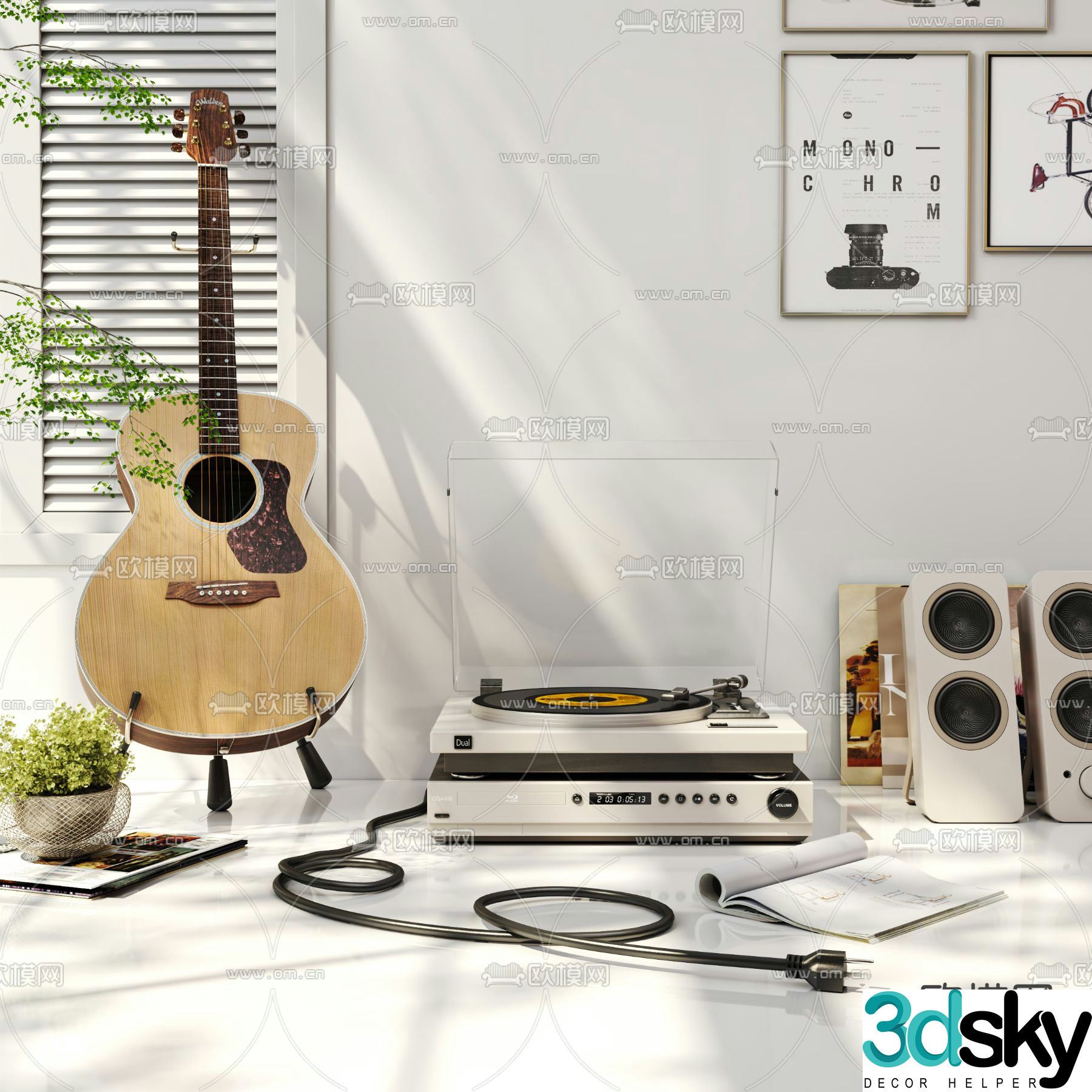 American gramophone guitar amplifier audio 3d model