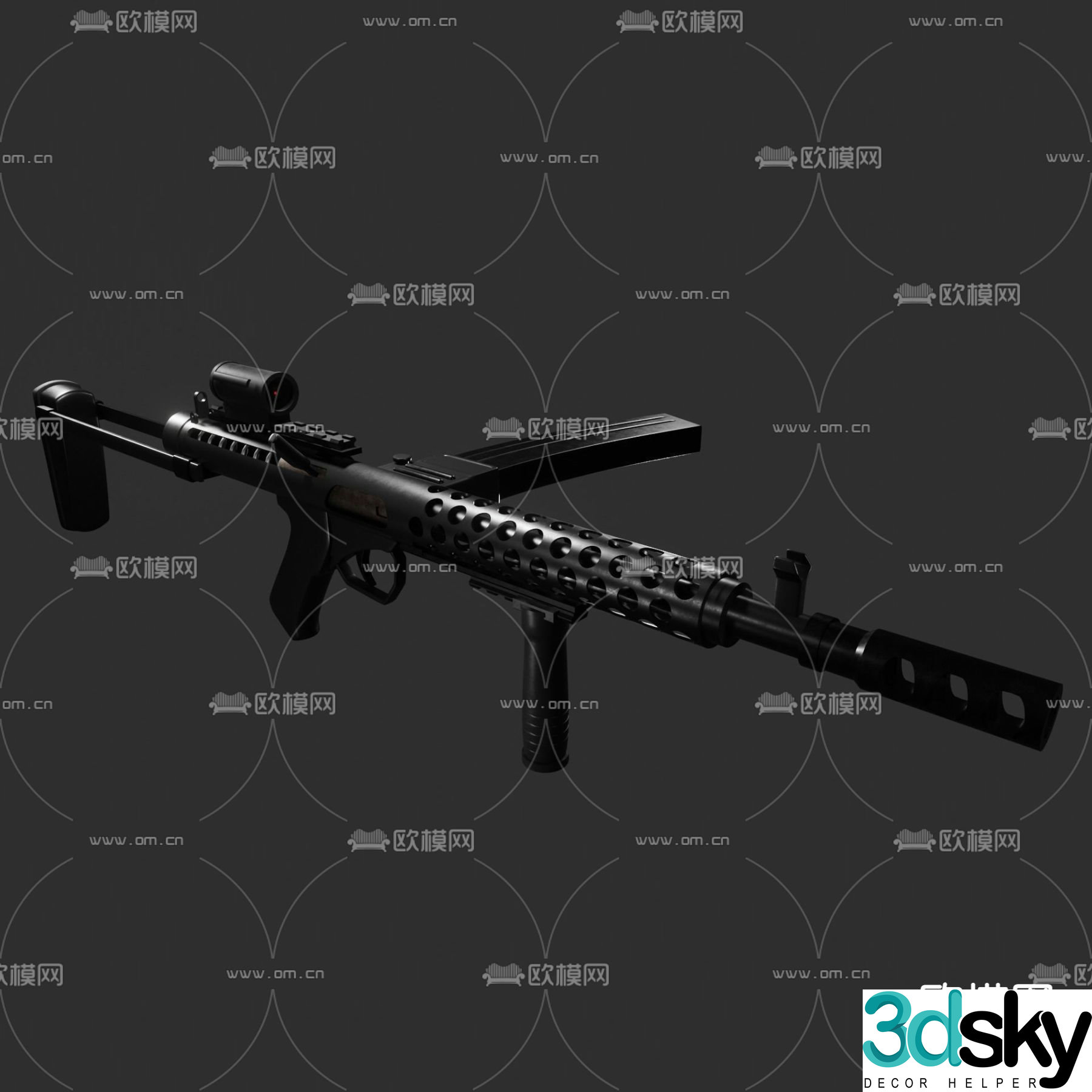 Modern Stirling SMG submachine gun free 3d model