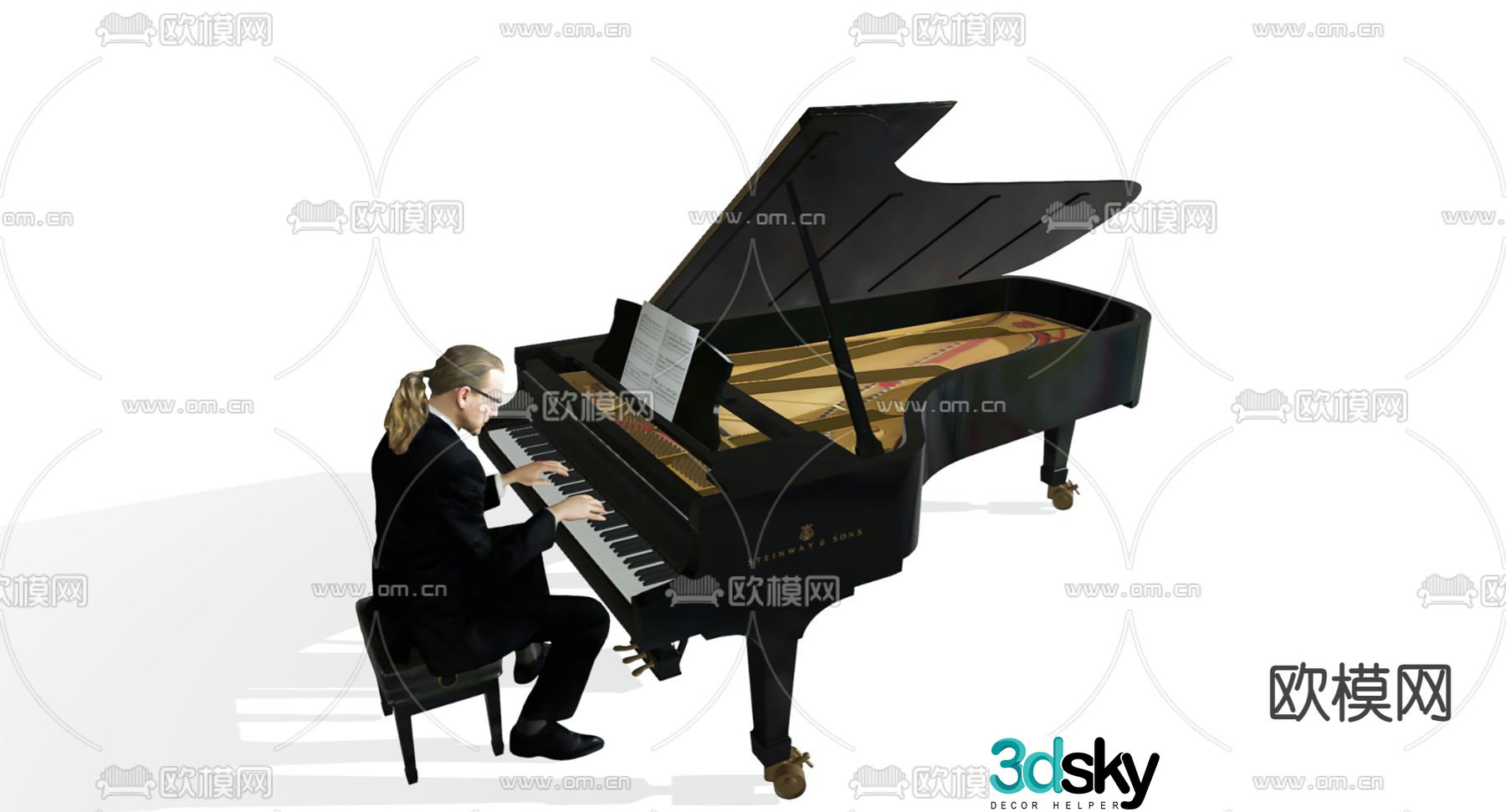 Pianist tripod piano 3d model